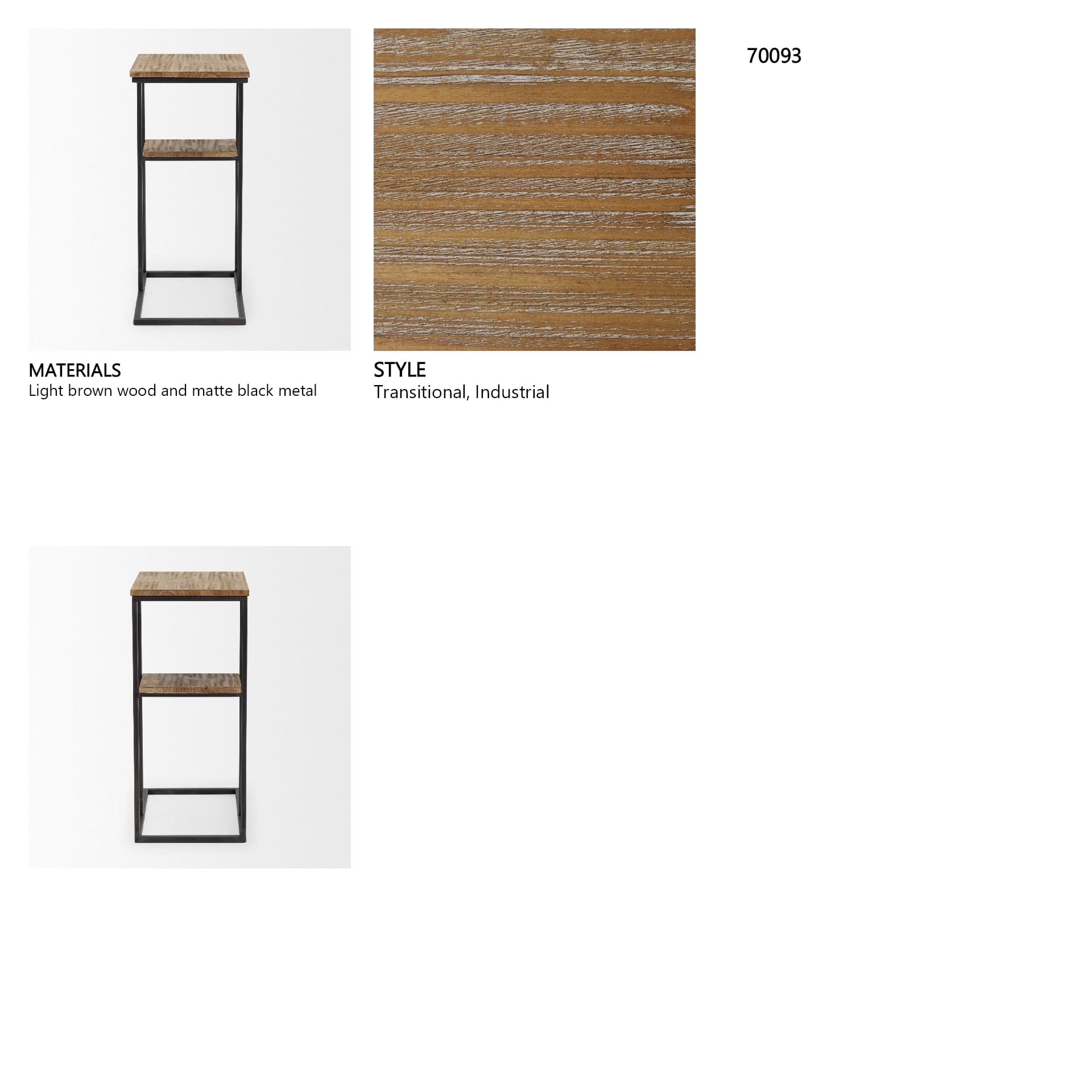 Ronin 25"H Rectangle 2-Tier Wood w/ Black Metal Accent Table — in a styled room