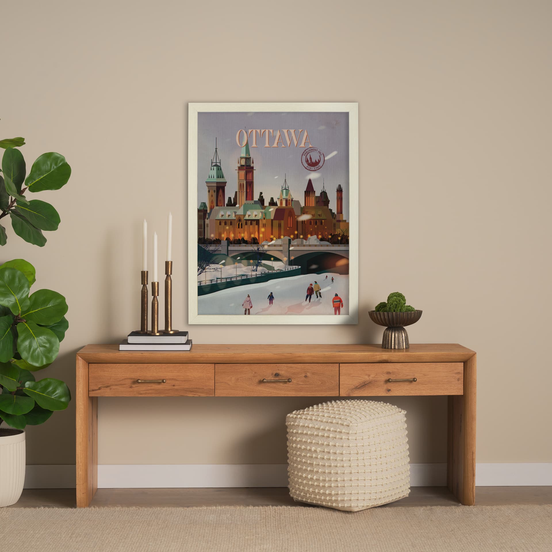 Ottawa Go Canada (L) by Mercana Studio a Hand Embellished Decograph Framed Art Print — in a styled room