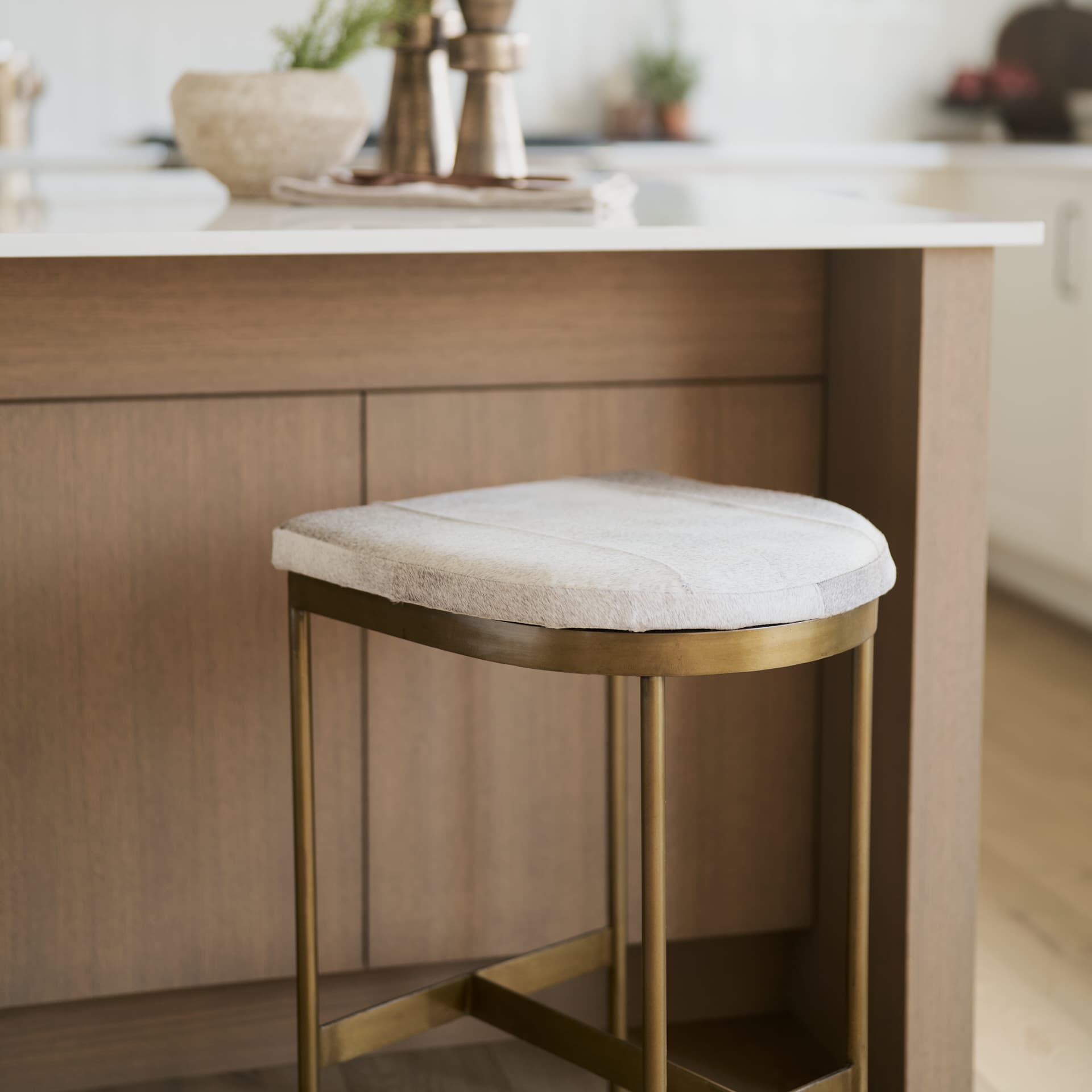 Millie Backless 26.25in Seat Counter Stool | Gray Hair-On-Hide — product photograph