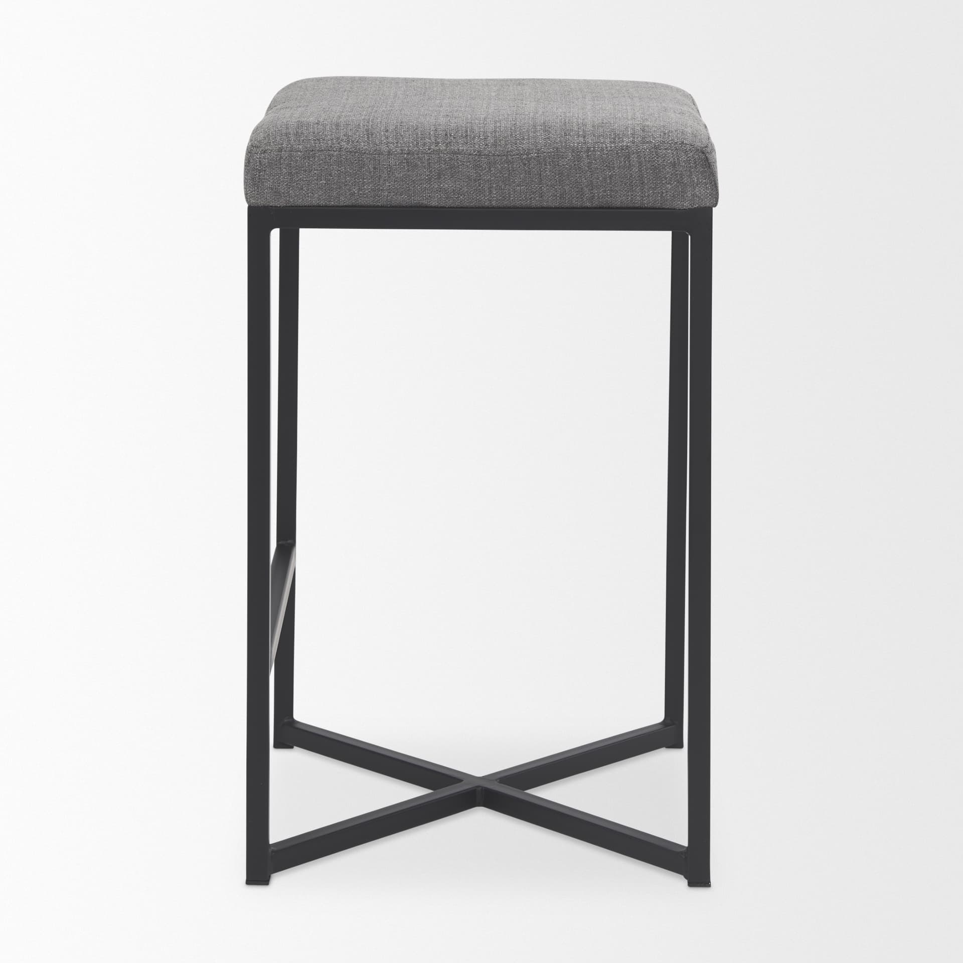 Frodo Backless 26.4in Seat Counter Stool | Gray Fabric w/ Black Iron — product photograph