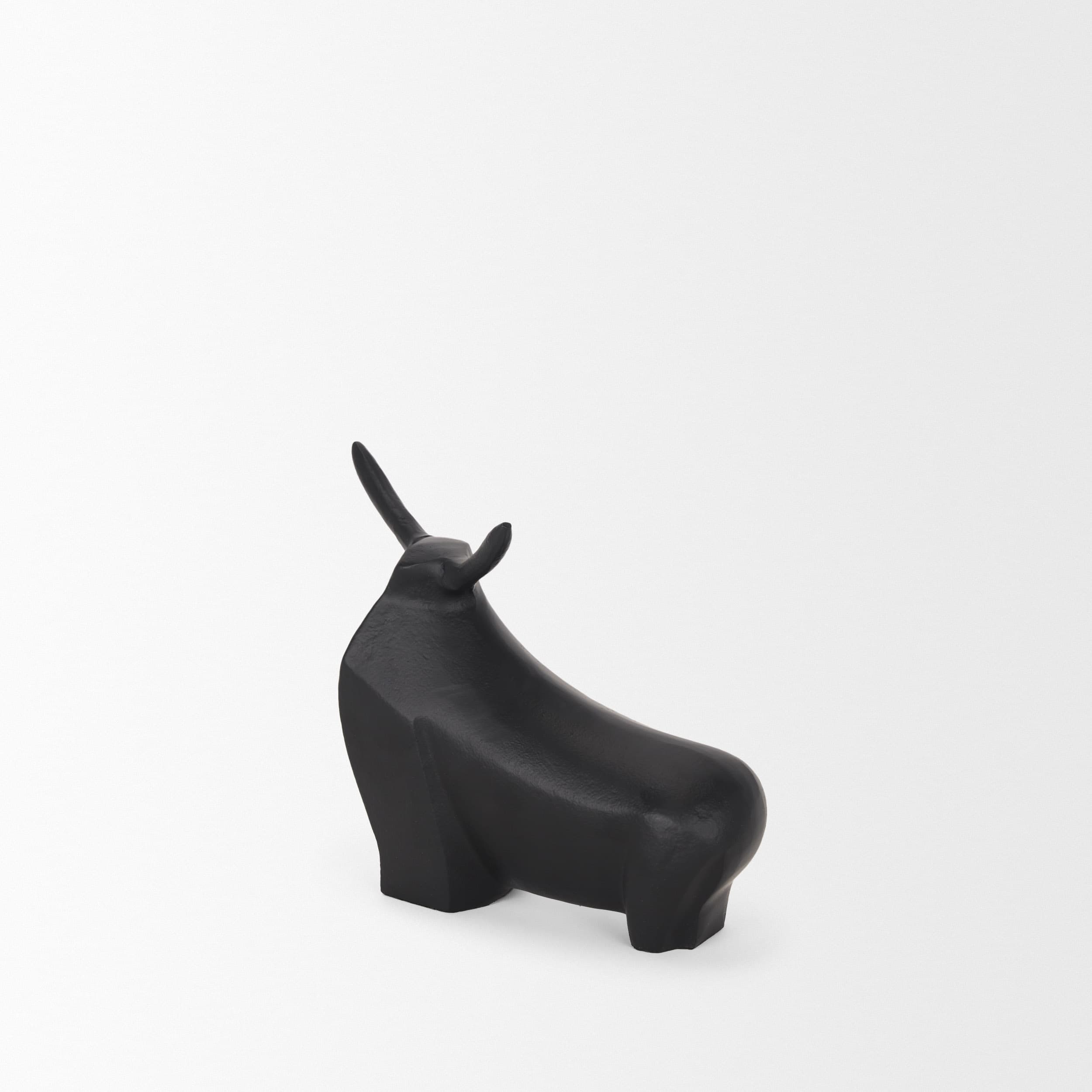 Radu Small Matte Black Metal Bull Decorative Object — product photograph