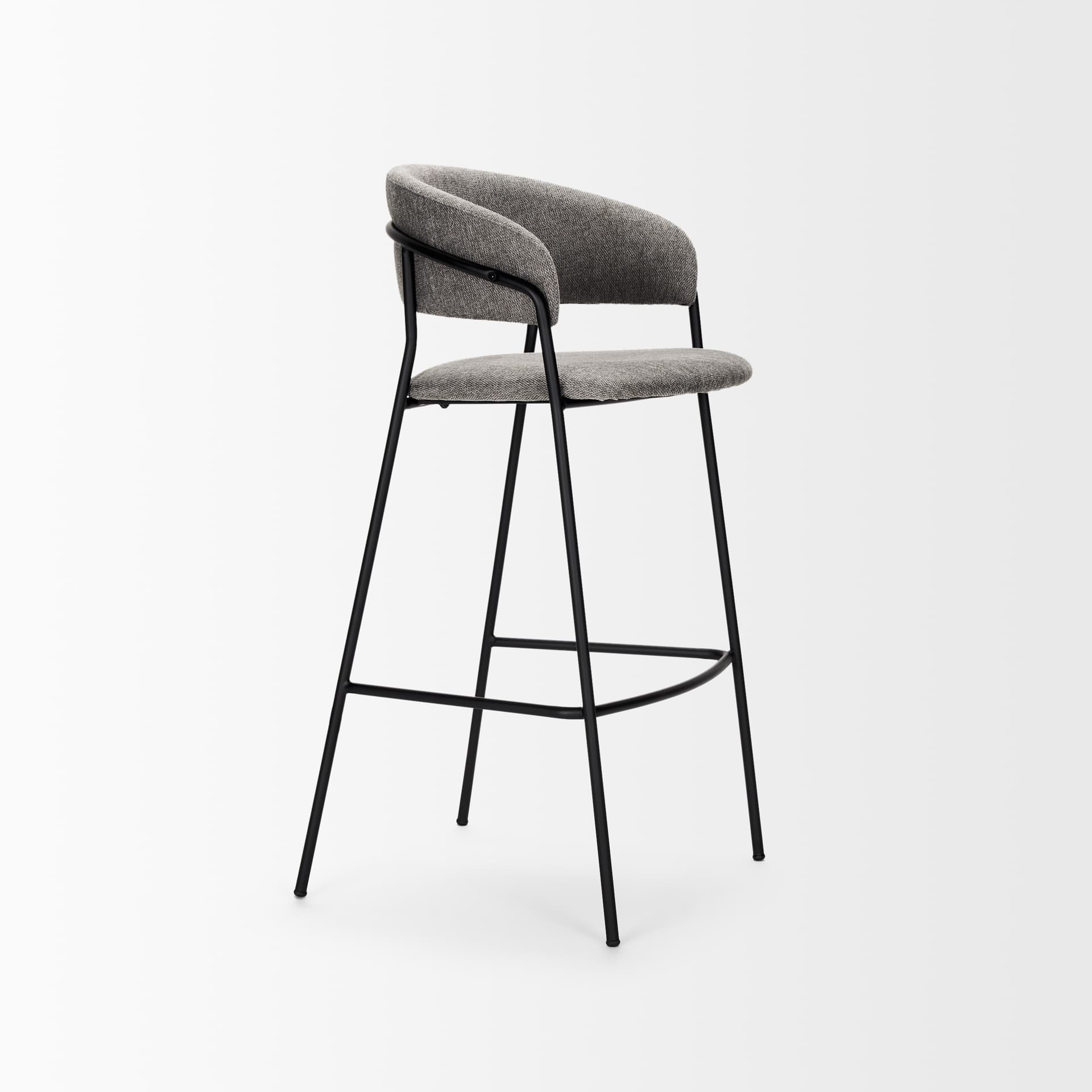 Carolyn Backless 39.8in Seat Bar Stool | Gray Fabric w/ Stool — product photograph