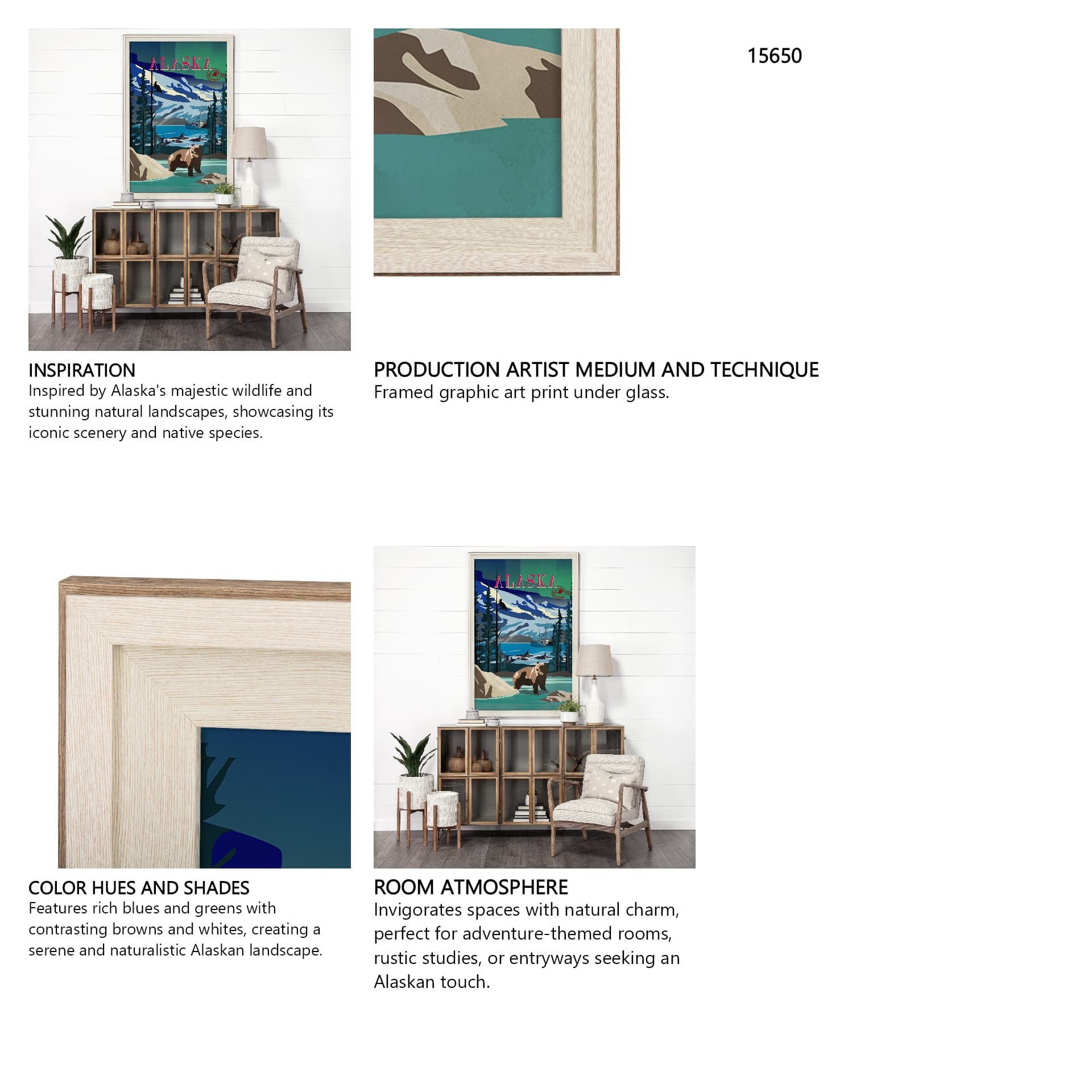 Alaska Go USA (XL) by Mercana Studio a Hand Embellished Decograph Framed Art Print under Glass — in a styled room