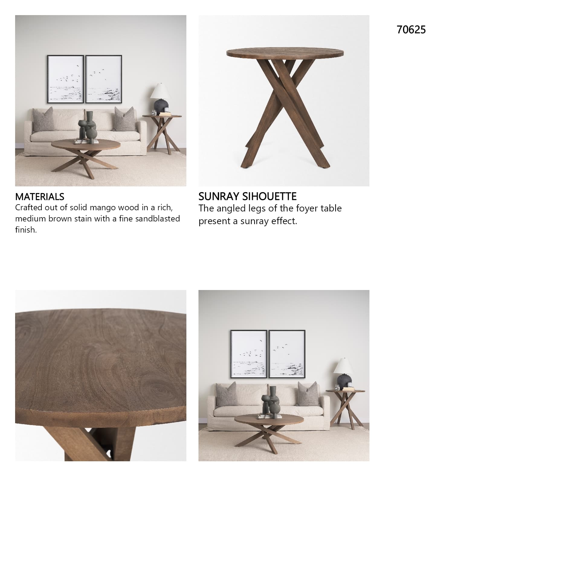 Solana Medium Brown Wood Foyer Table — in a styled room