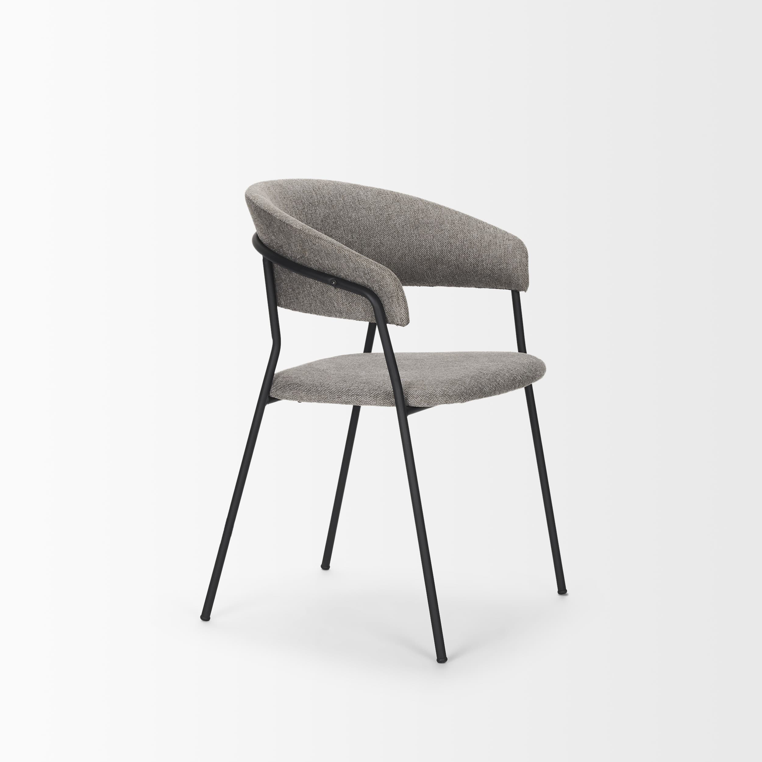 Carolyn Contoured Back Dining Side Chair | Gray Fabric w/ Metal — product photograph