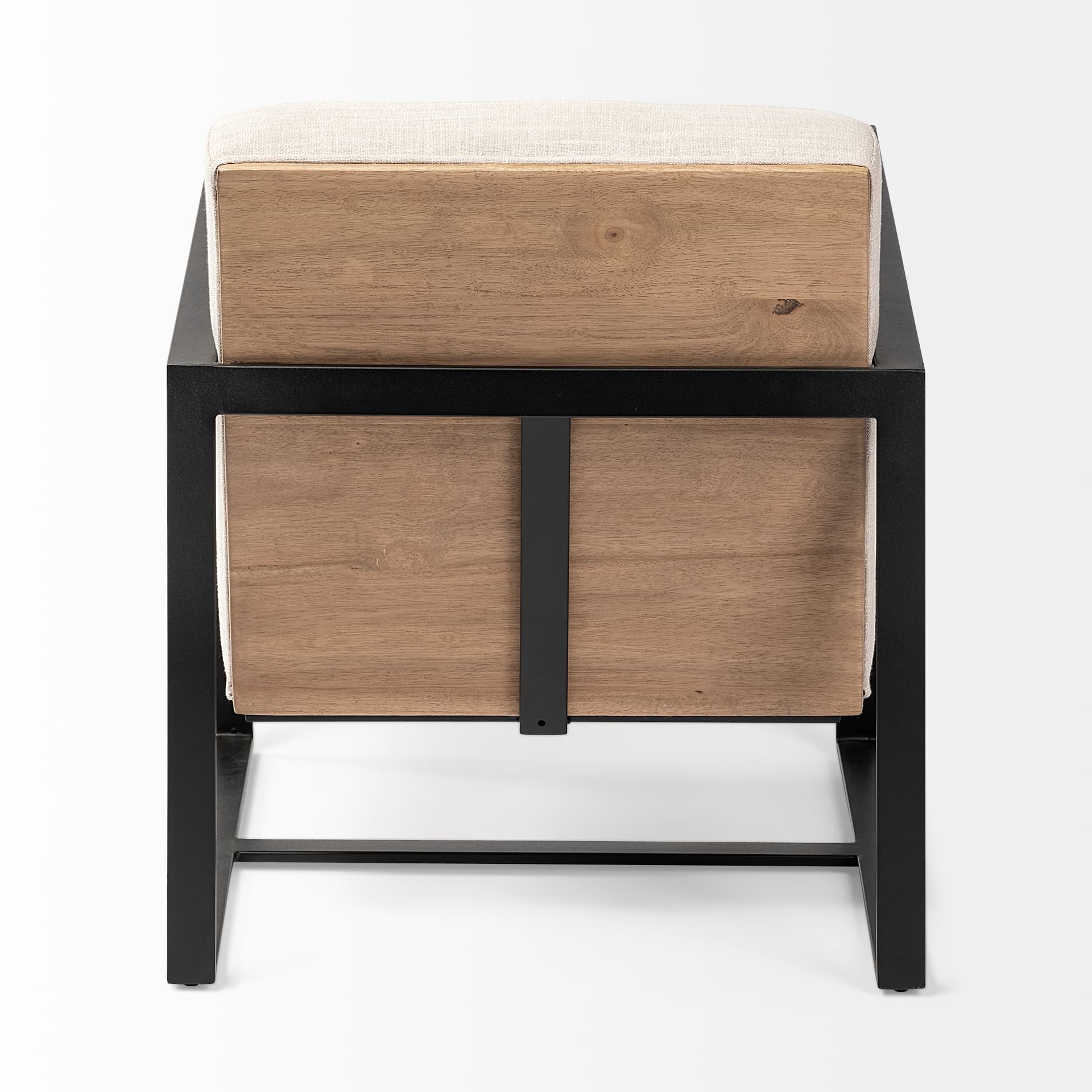 Stamford Light Beige Upholstered Seat w/ Wood Back, Metal Frame Accent Chair — product photograph