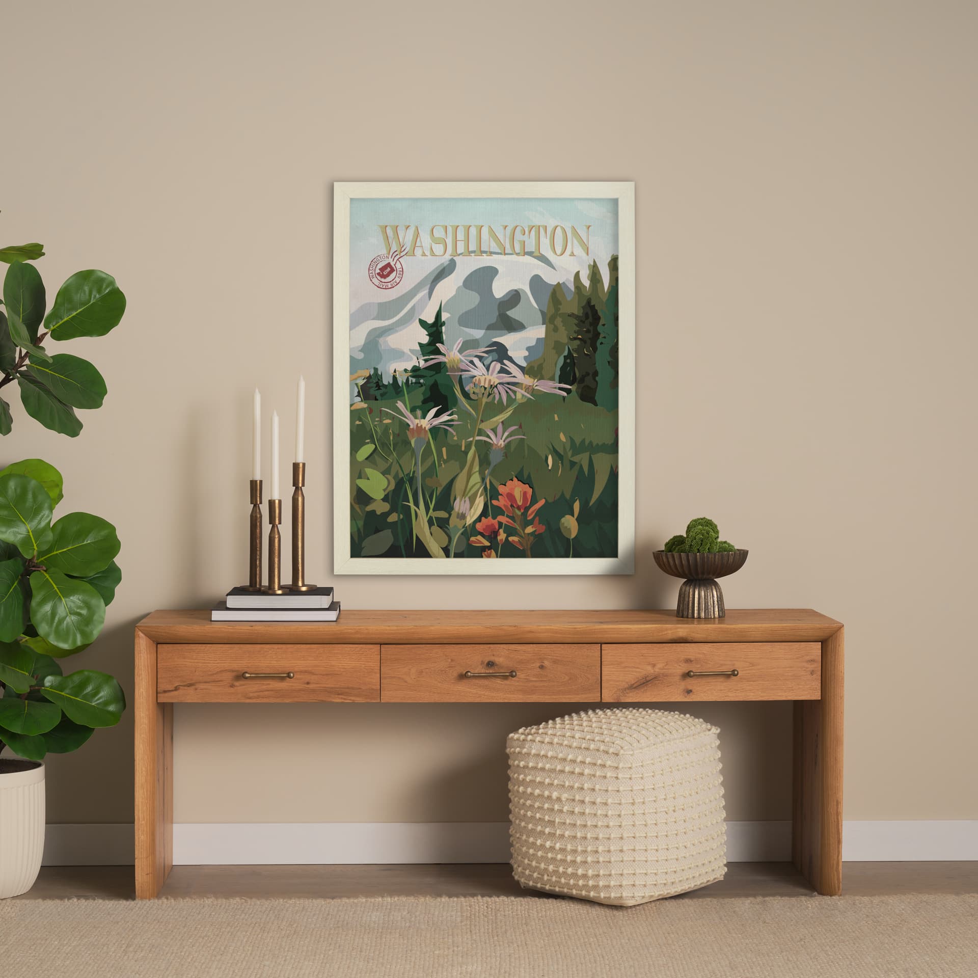 Washington Go USA (L) by Mercana Studio a Hand Embellished Decograph Framed Art Print — in a styled room