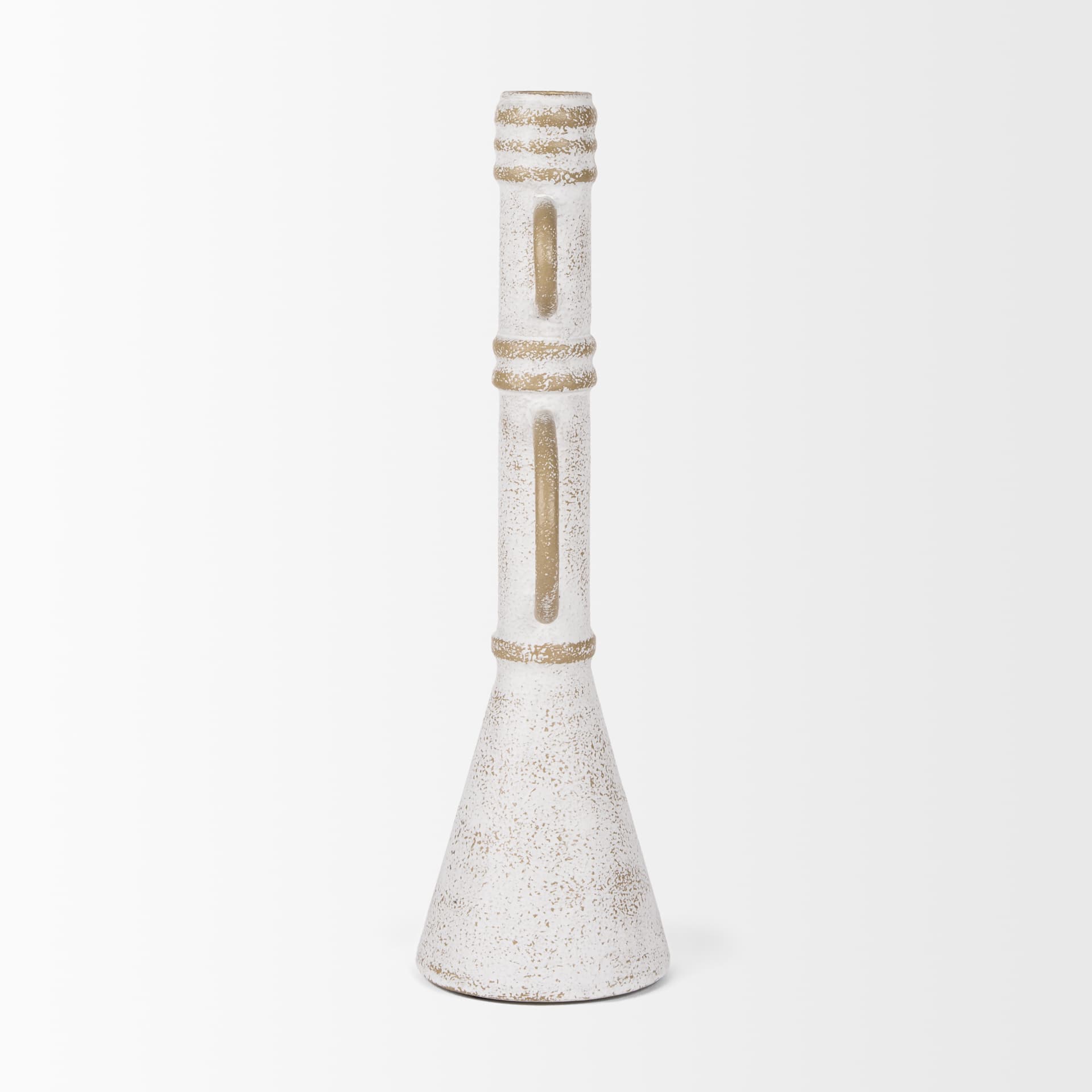 Ziva Large Distressed White Metal Sculptural Object — product photograph