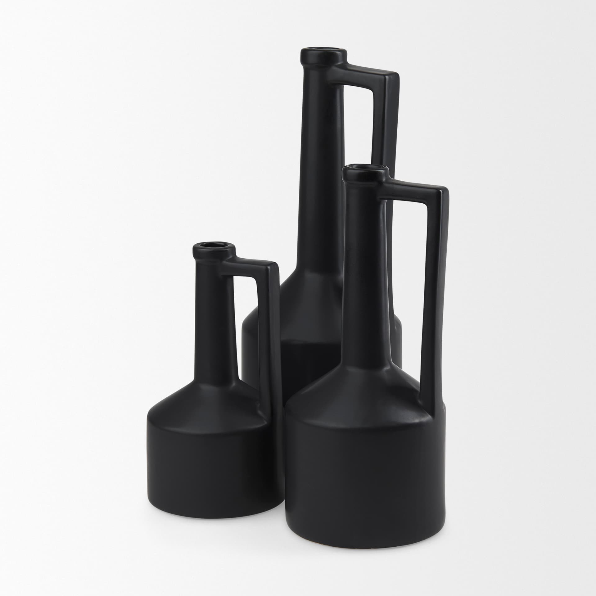 Burton 17.1H Large Matte Black Ceramic Jug Vase — product photograph
