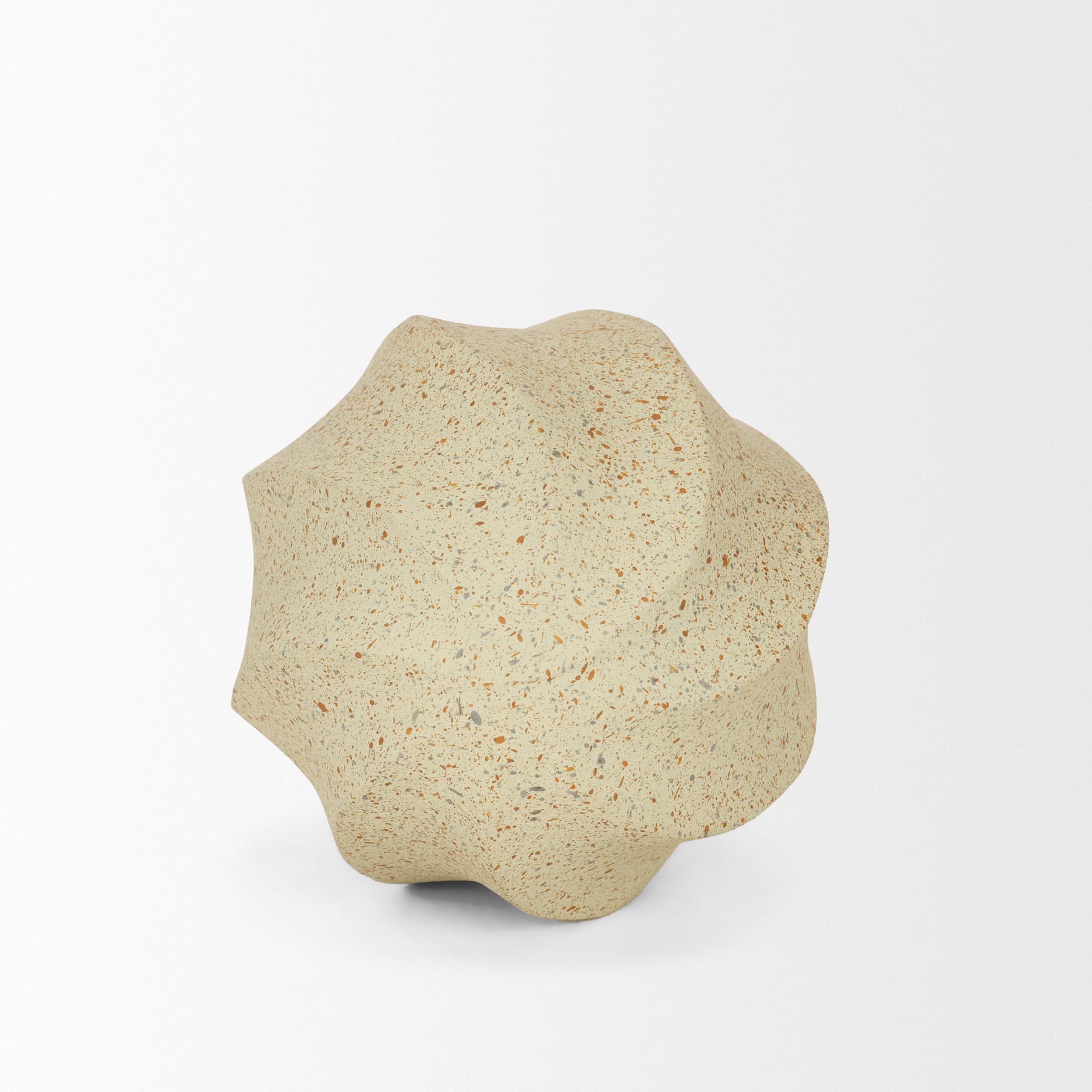Imani Small Sculptural Textured Beige Metal Decorative Orb Object — product photograph