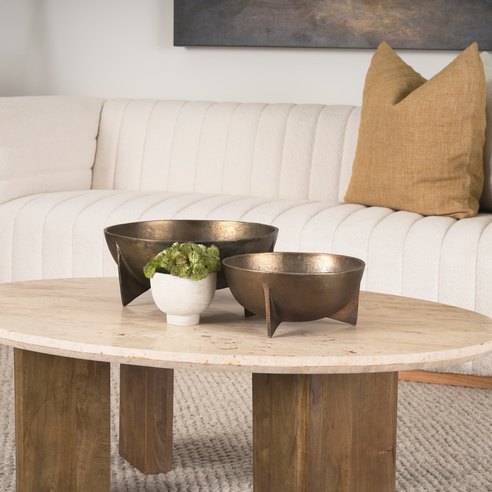 Quita Large Gold Metal Decorative Bowls (Set of 2) — product photograph