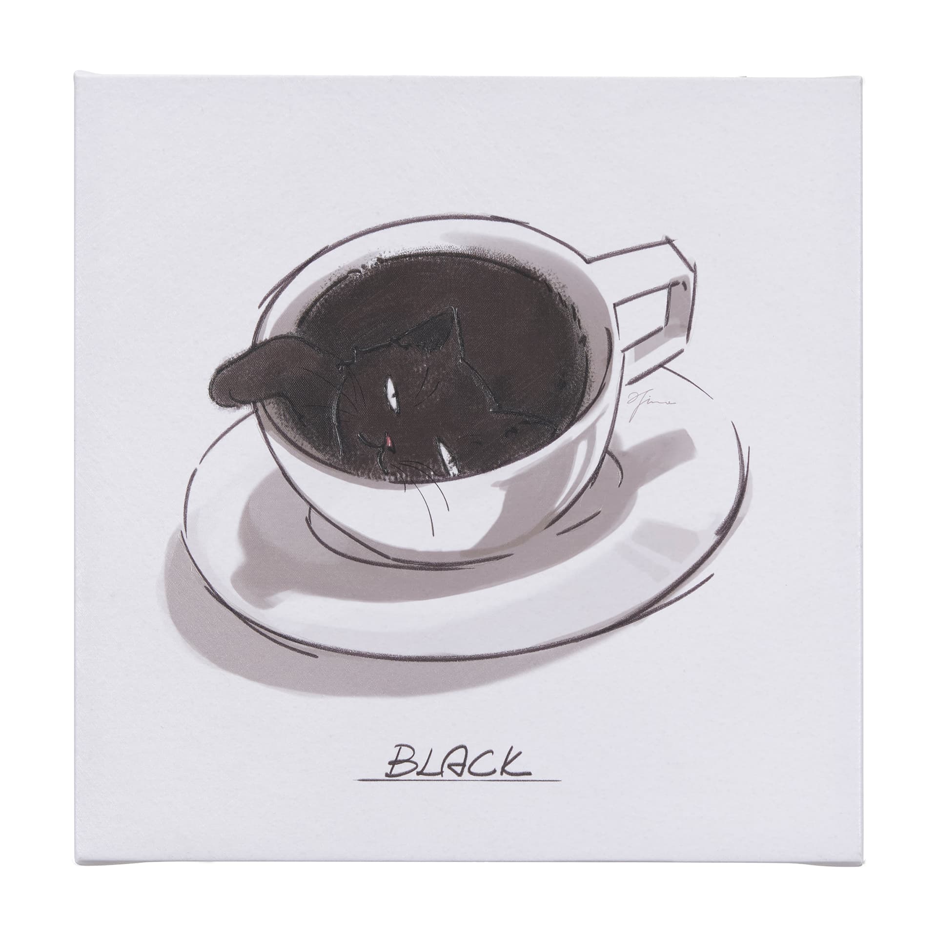 Coffee Cat I by Mercana Studio a Hand Embellished Textured Canvas — product photograph