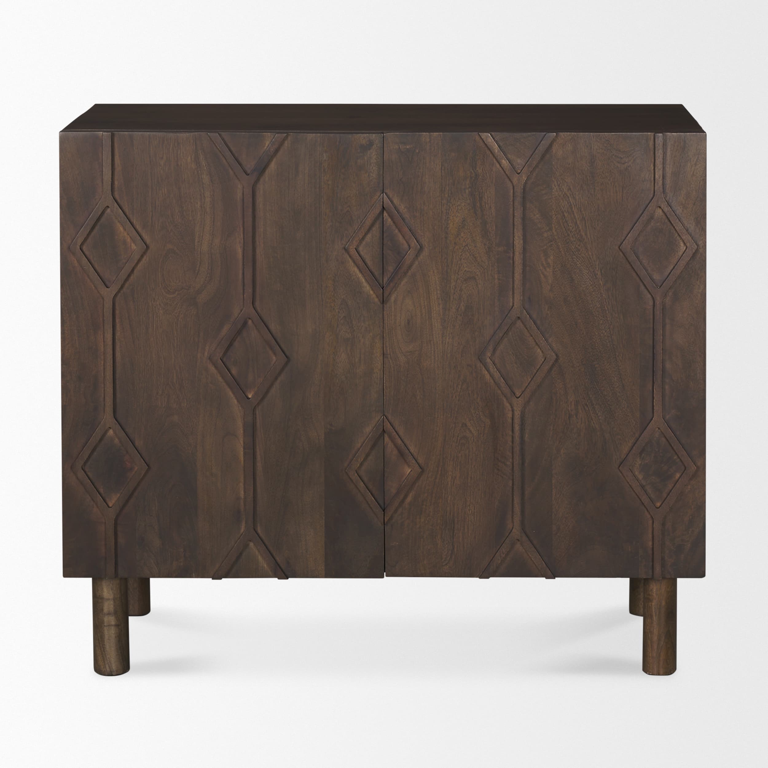 Heera Dark Brown Diamond Motif w/ Shelf Accent Cabinet — product photograph