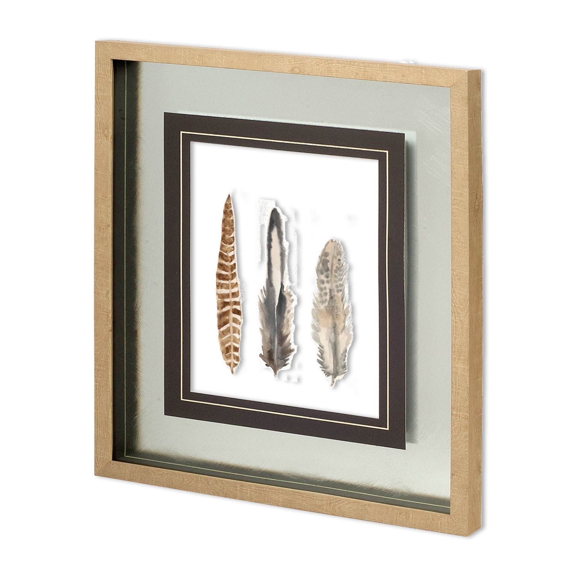 Watercolor Plumes I by Grace Popp a Hand Embellished Textured Framed Art Print Matted under Glass — product photograph