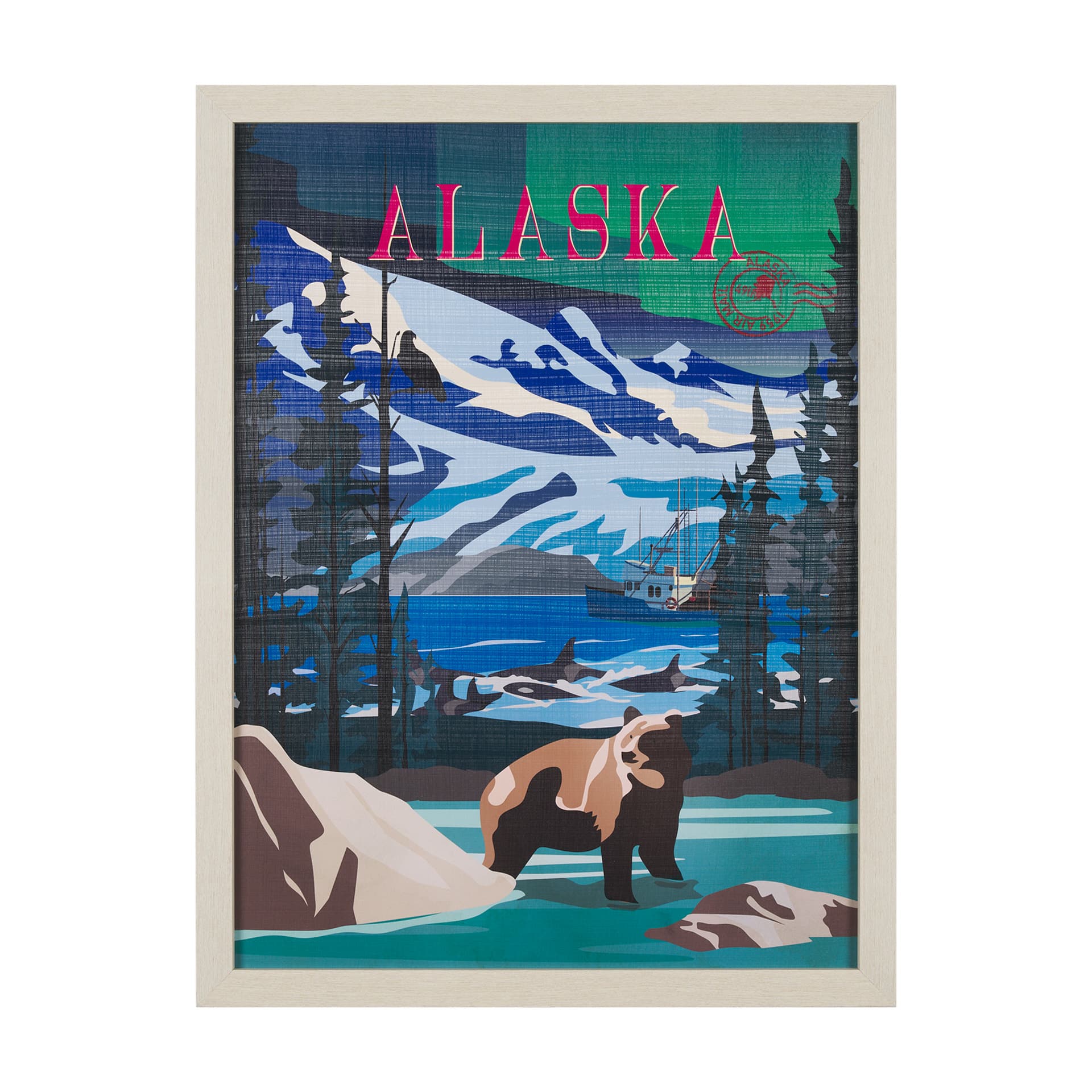 Alaska Go USA (L) by Mercana Studio a Hand Embellished Decograph Framed Art Print — product photograph