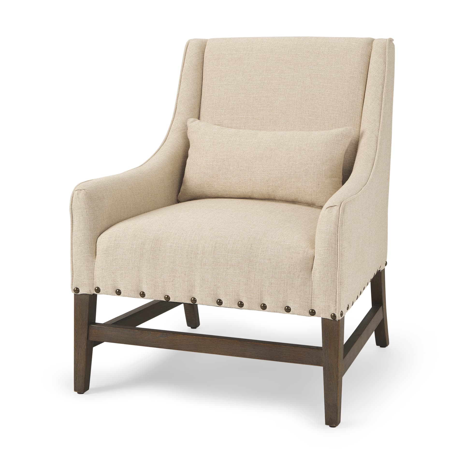 Kensington Cream Linen Fabric and Wood Accent Chair — product photograph
