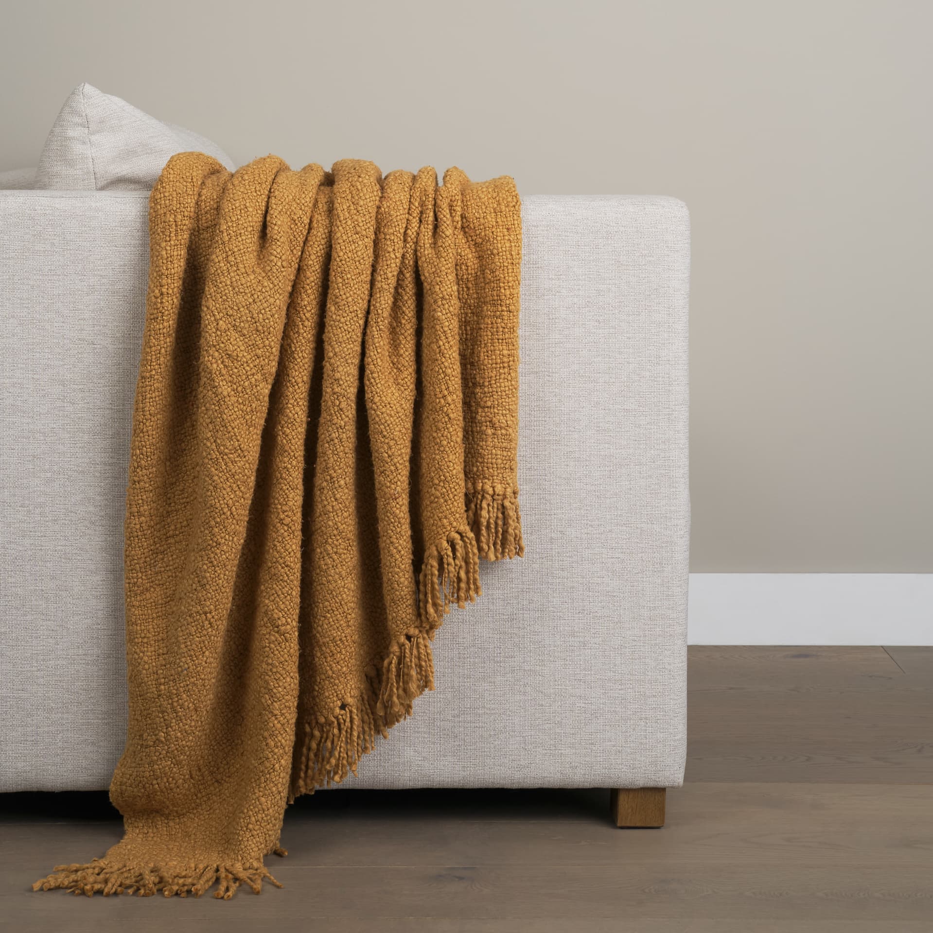 Kambal Mustard Woven Cotton Throw Blanket — product photograph