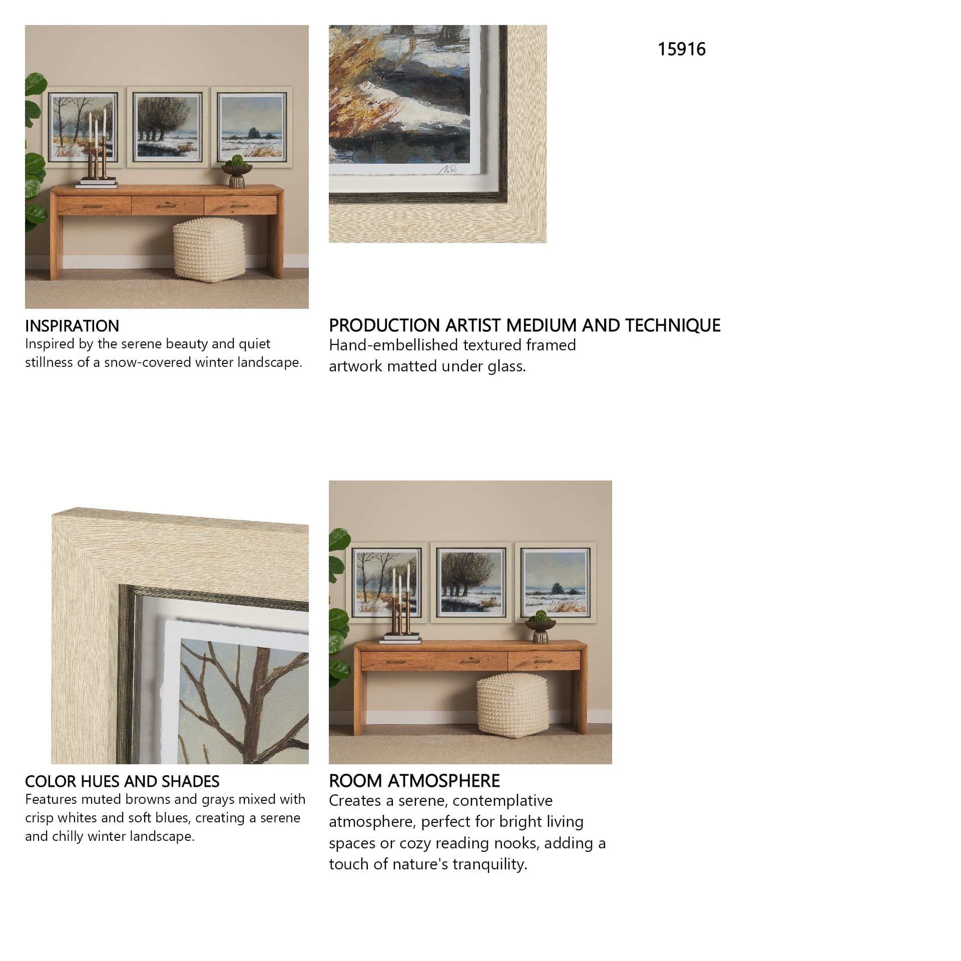 Winter Day II by Mercana Studio Hand Embelished Framed Artwork Matted under Glass — in a styled room