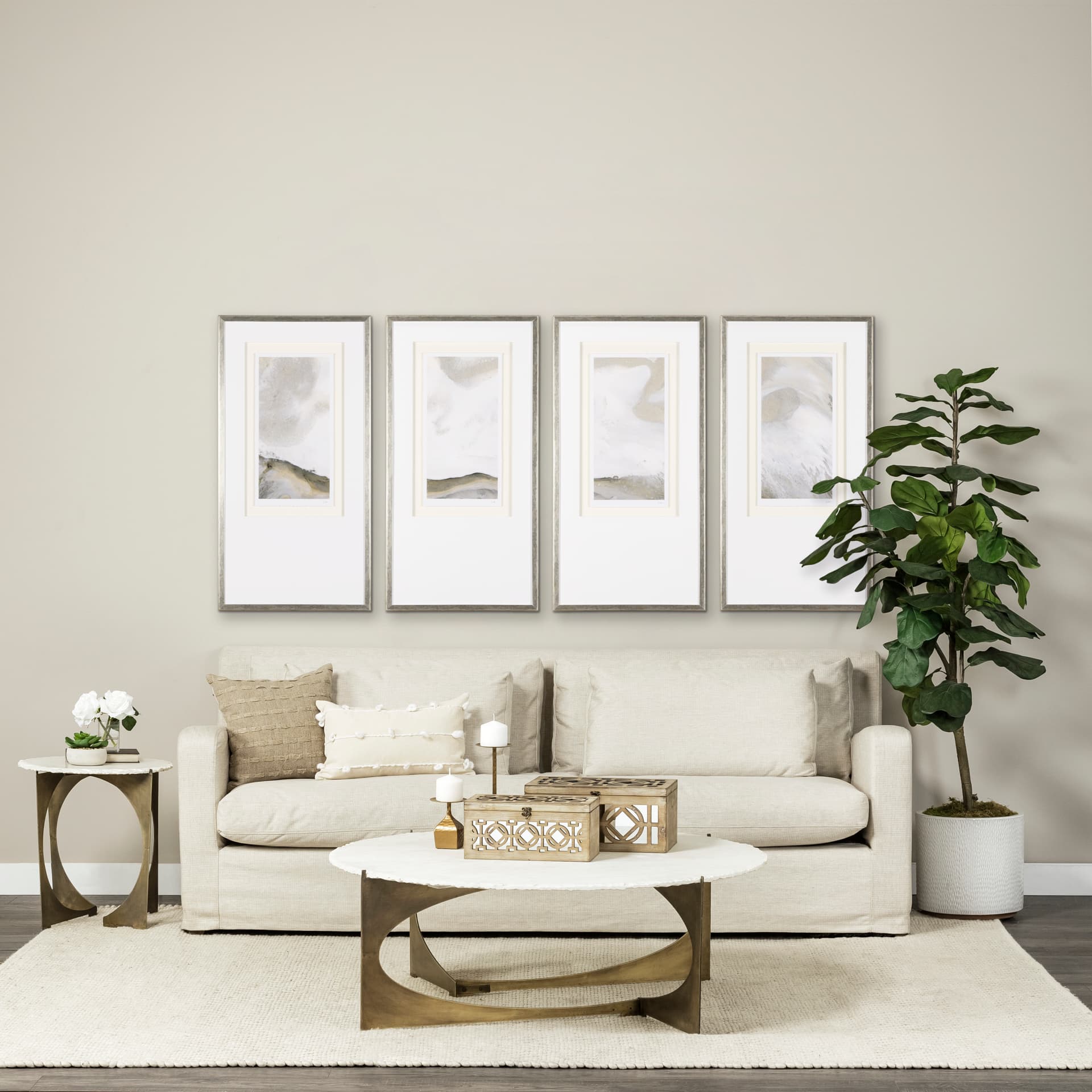 Sandy Waves II by Mercana Studio a Hand Embellished Textured Framed Art Print Matted under Glass — in a styled room