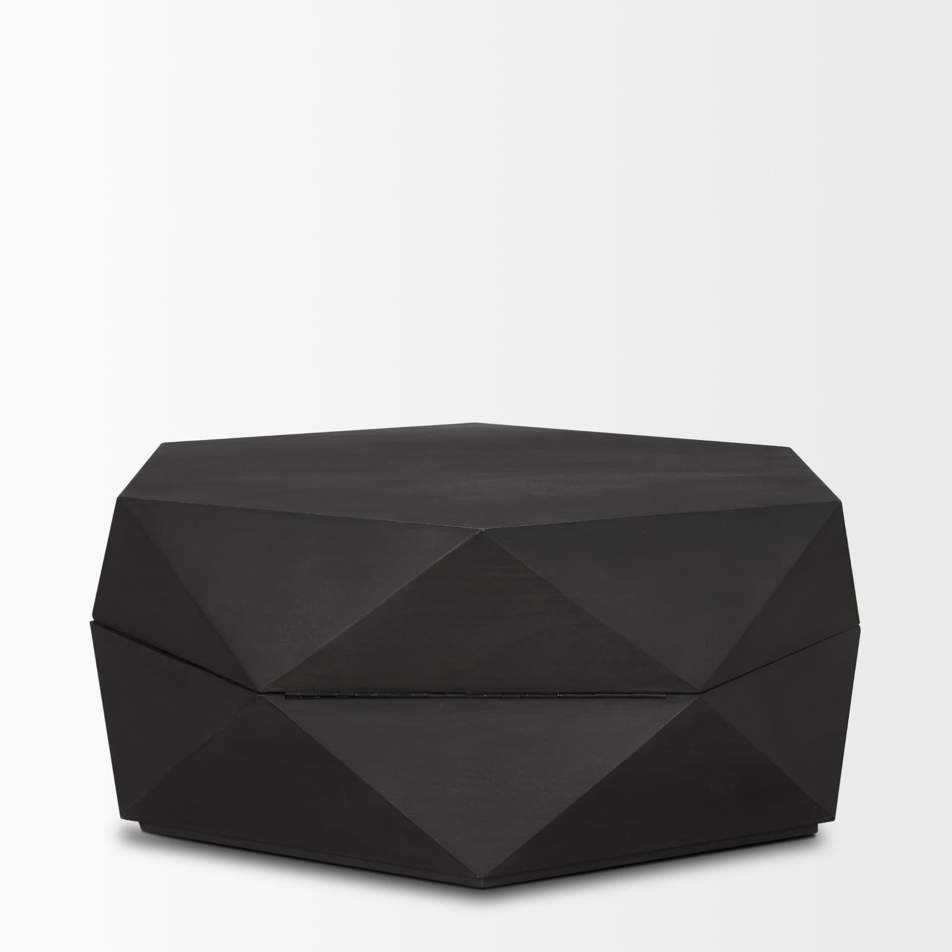 Arreto 36" Hexagonal Hinged Solid Wood Top and Base Coffee Table — product photograph
