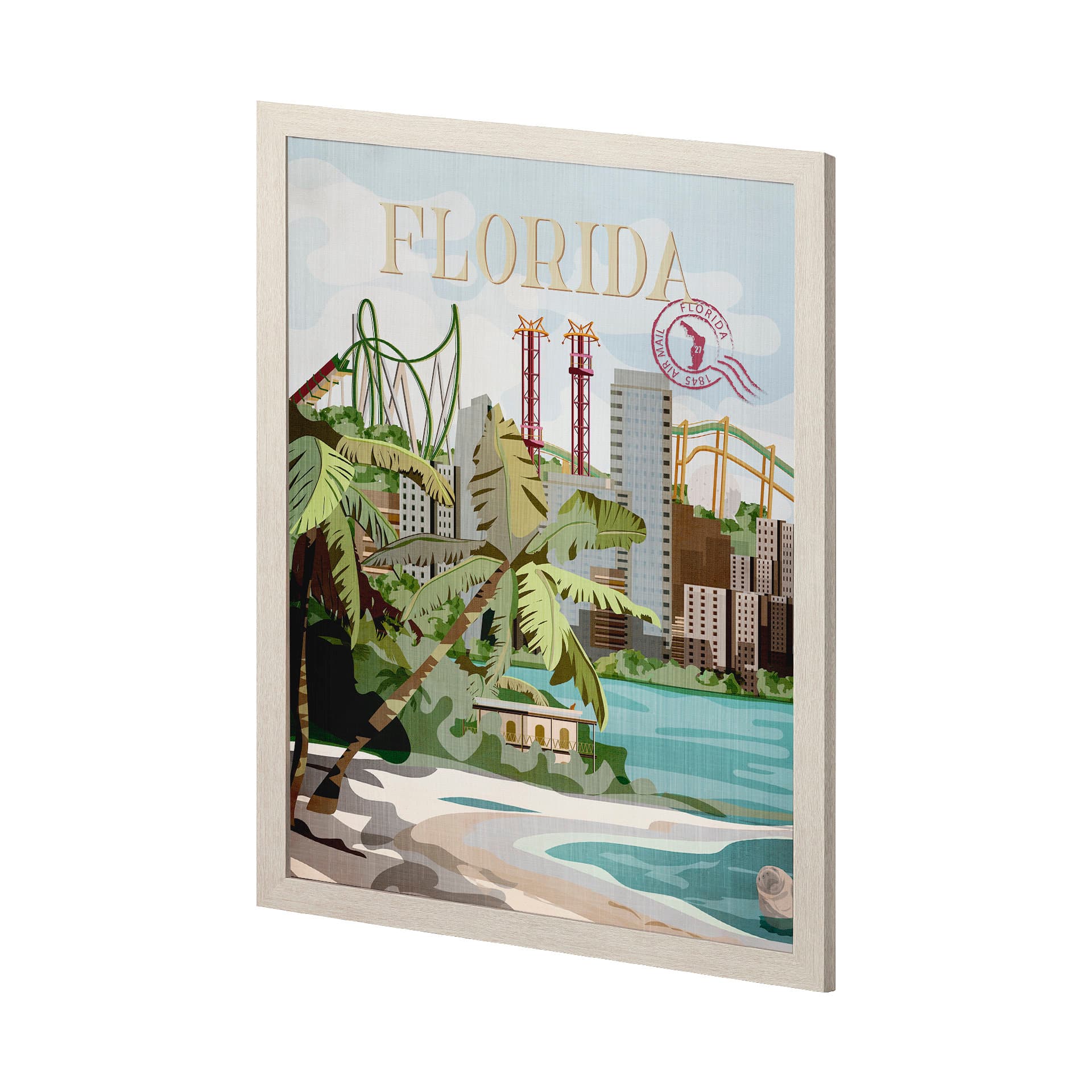 Florida Go USA (L) by Mercana Studio a Hand Embellished Decograph Framed Art Print — product photograph