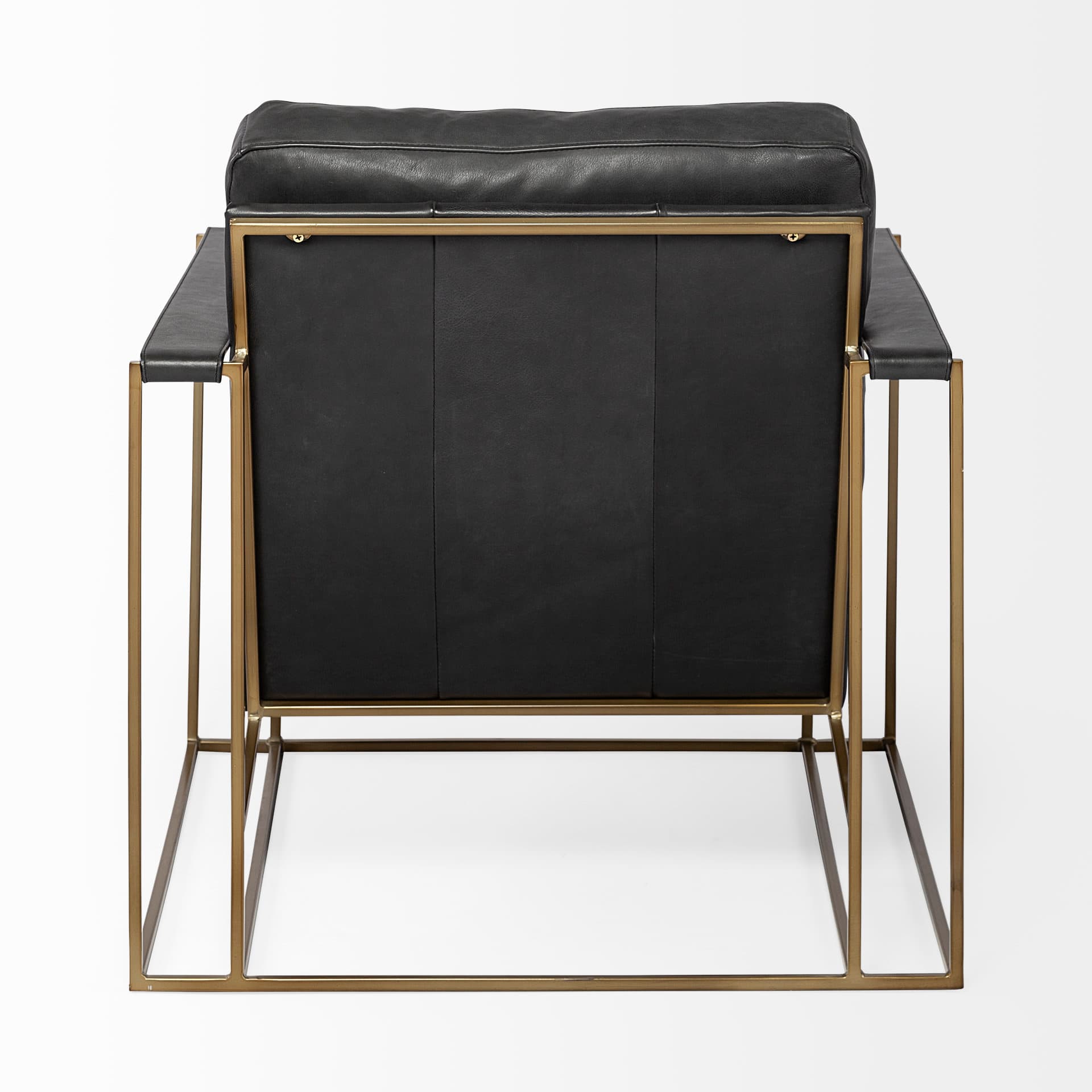 Watson Black Leather Wrap Gold Metal Frame Accent Chair — product photograph