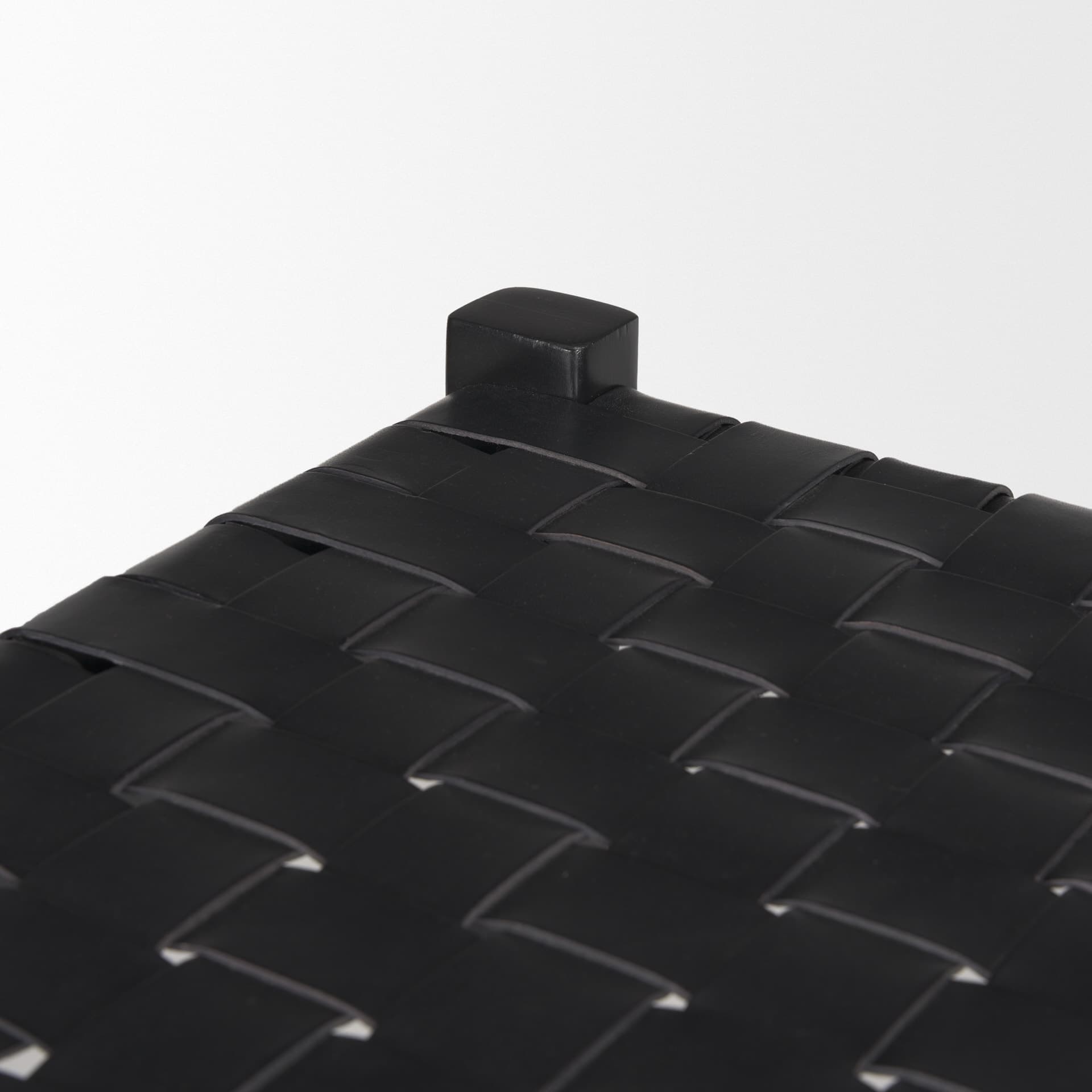 Shane Black Wood w/ Woven Black Leather Bench — product photograph
