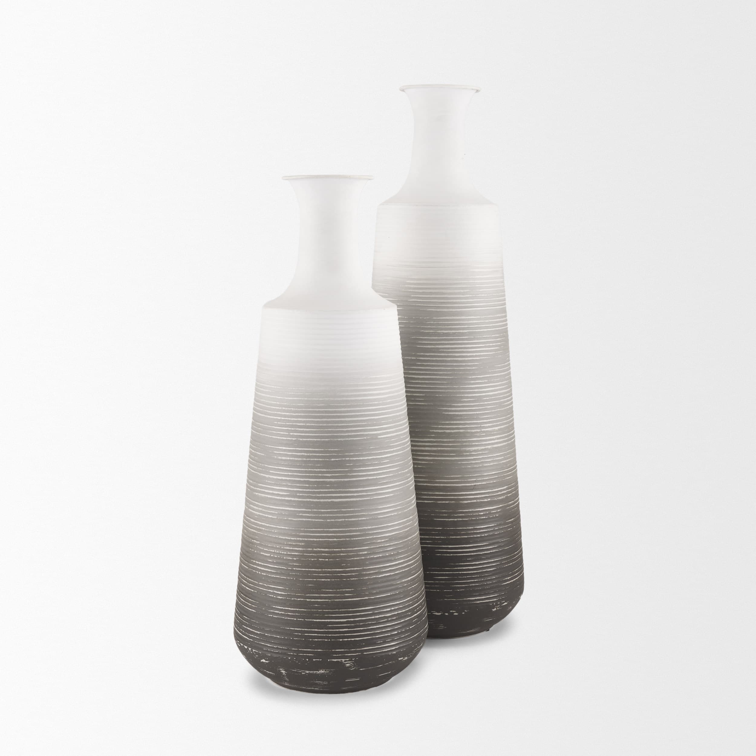 Toru Tall White w/ Grey Ombre Metal Vase — product photograph