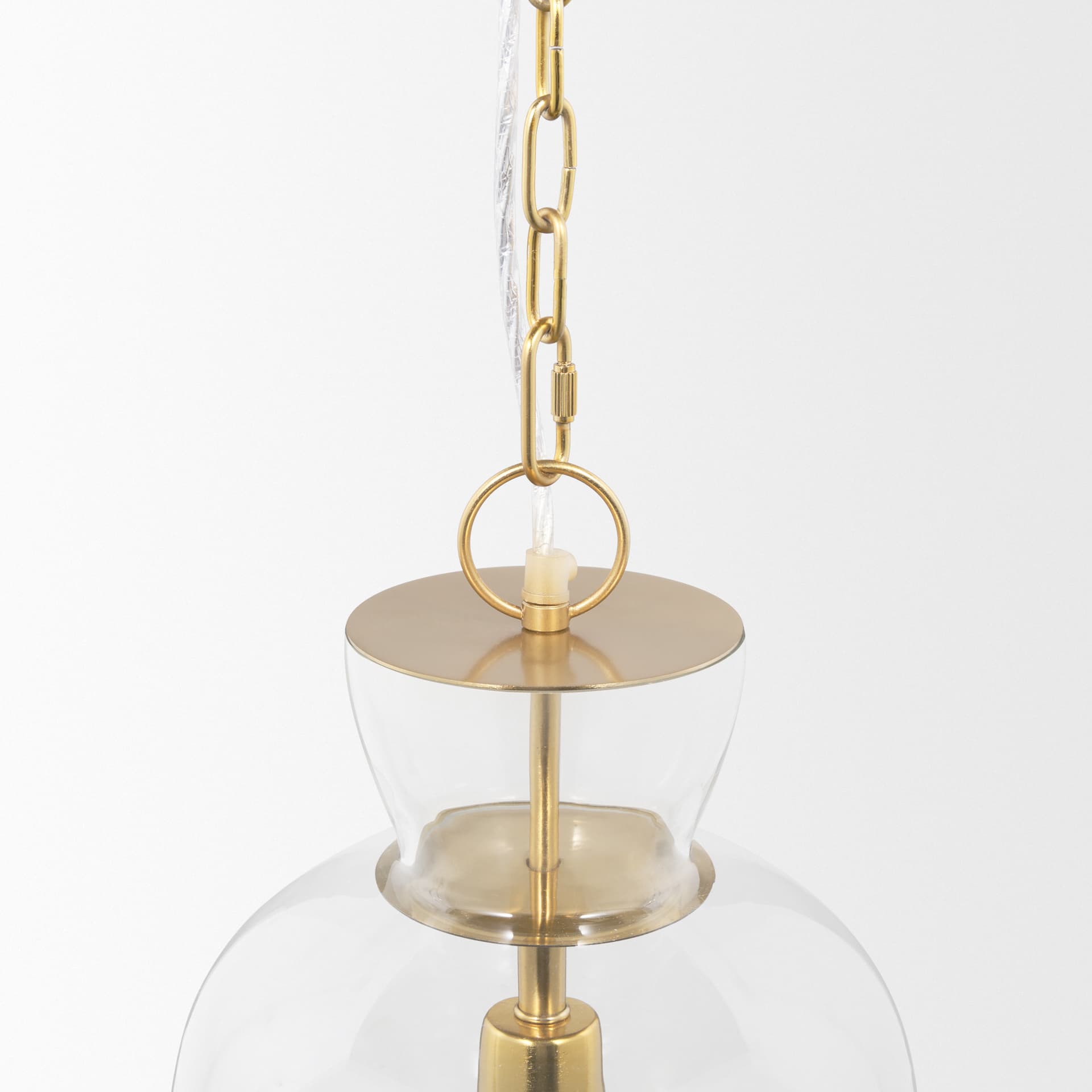 Sadah Tall Clear Blown Glass w/ Gold Metal Pendant Light — product photograph