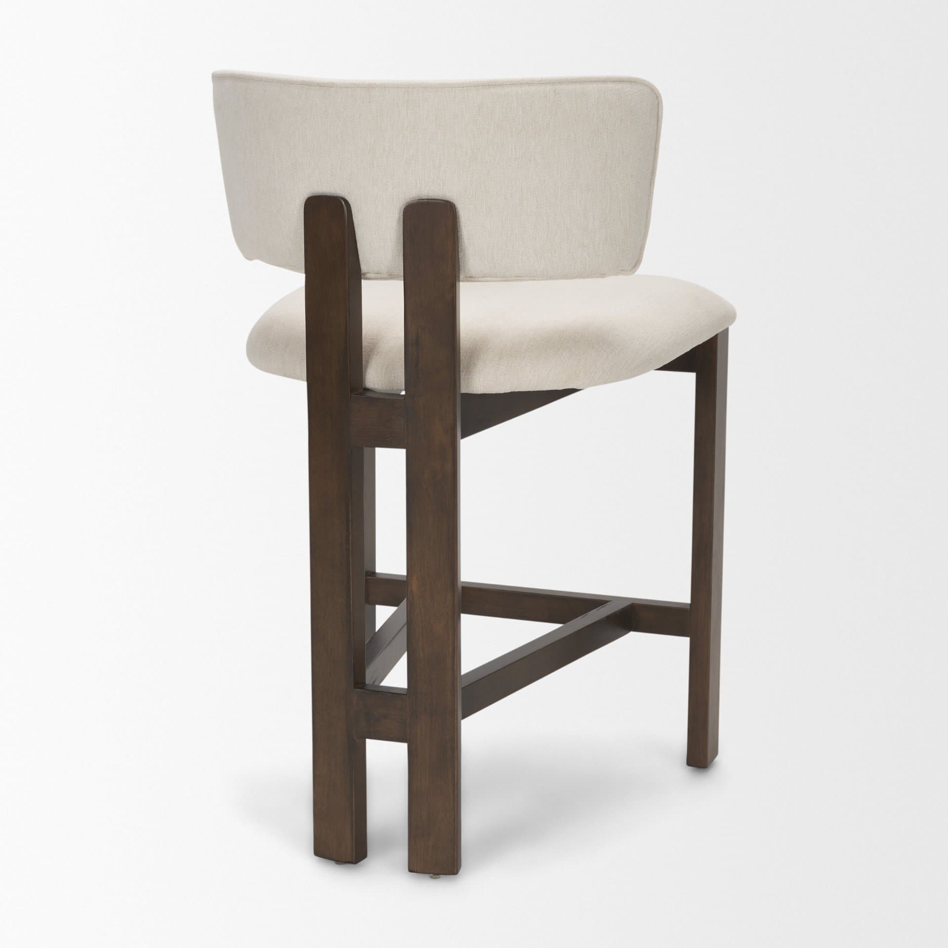 Soho Open Back 35.3in Seat Counter Stool | Cream Fabric w/ Brown Wood — product photograph