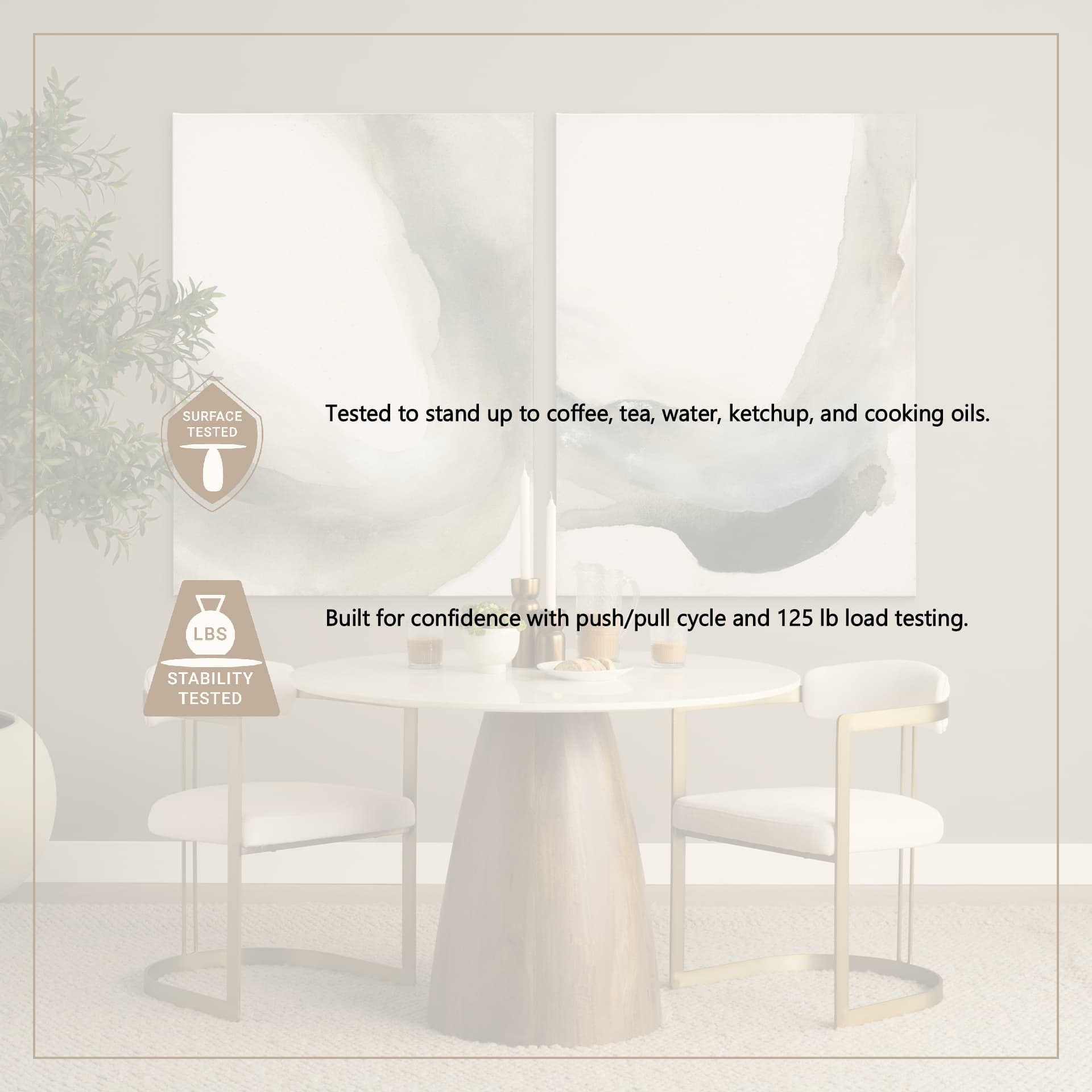 Allyson 42" Round Pedestal Dining Table | Banswara White Marble & Brown Wood | Seats 4 — product photograph