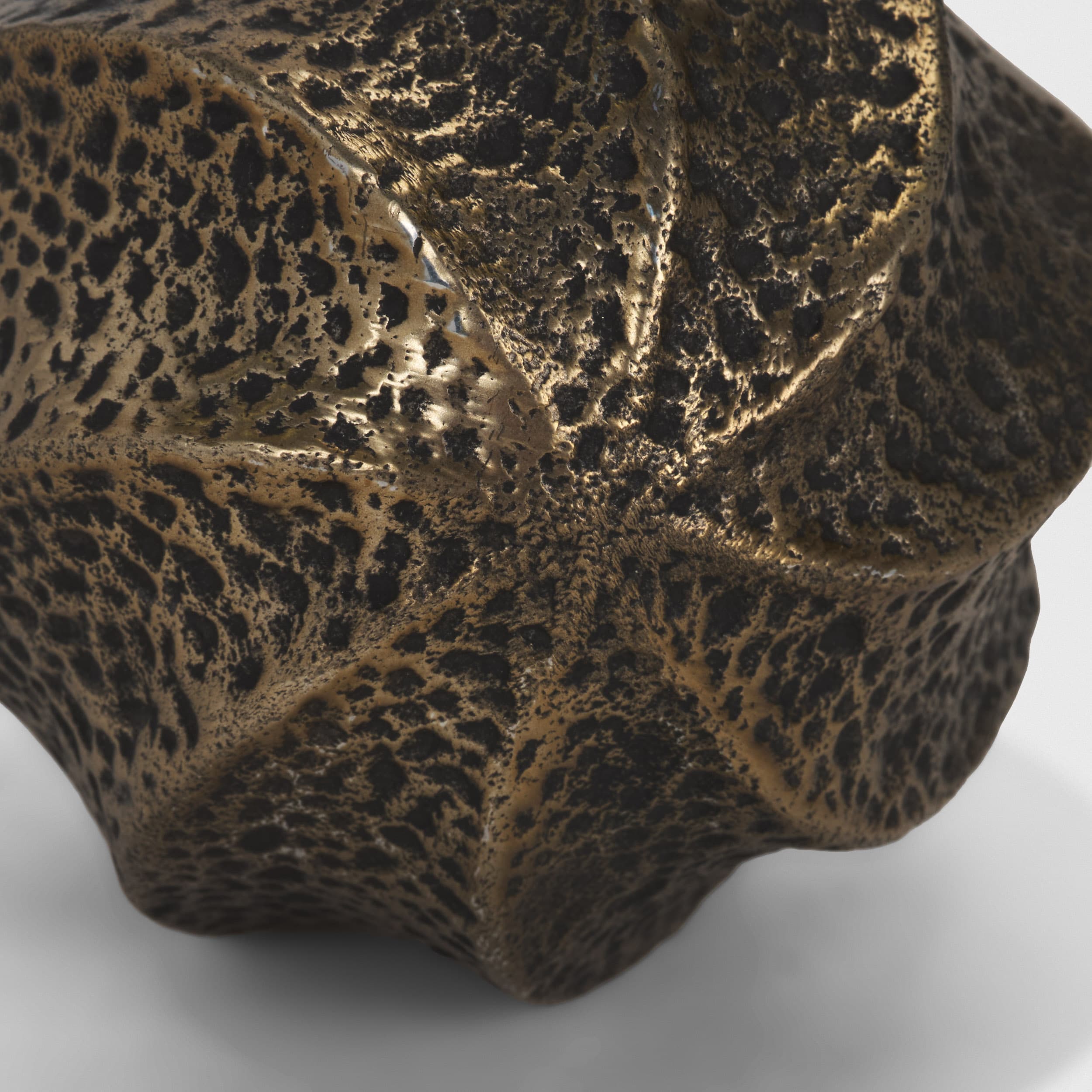 Imani Small Sculptural Textured Antiqued Gold Metal Decorative Orb Object — product photograph