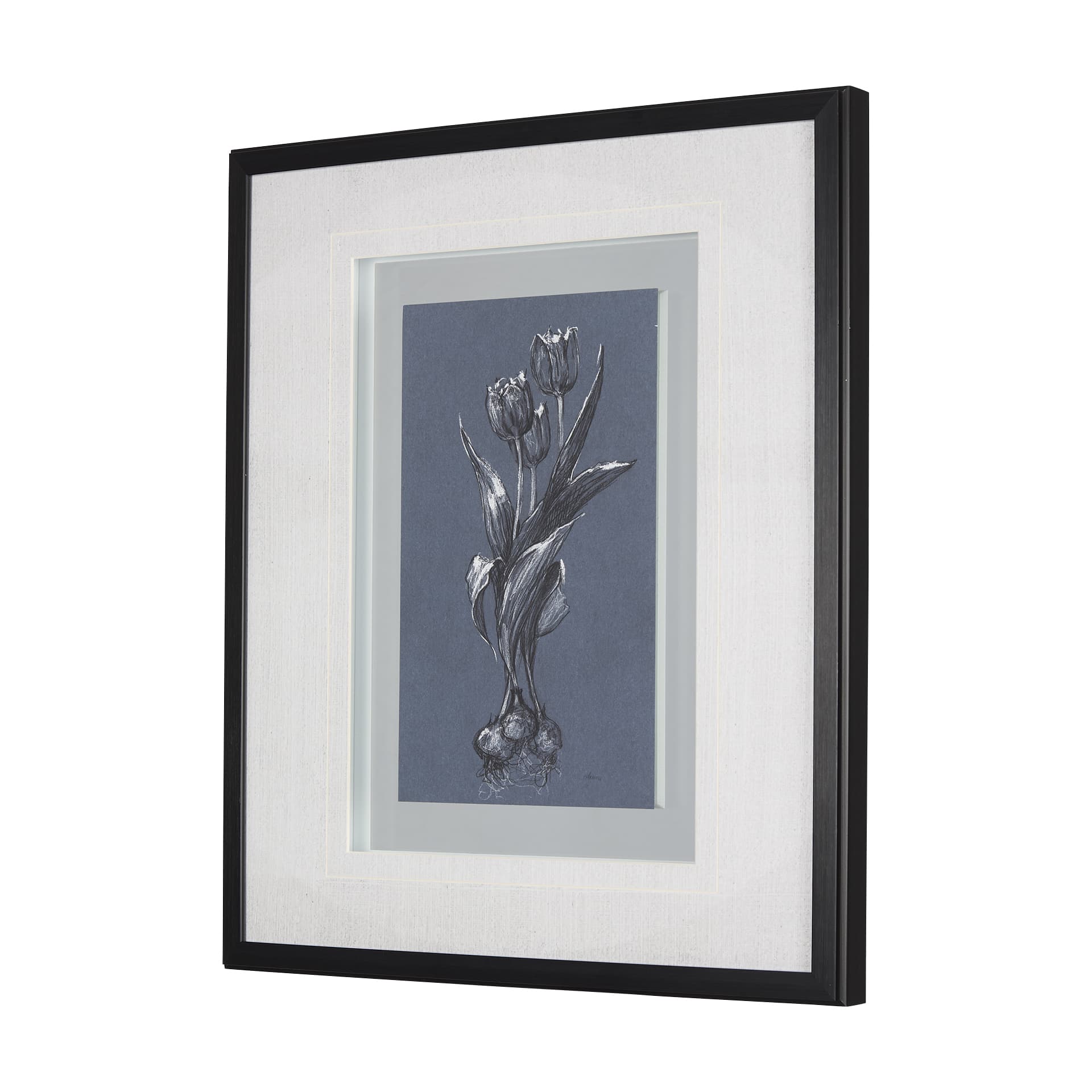 Botanical sketches I (Blue) by Mercana Studio Hand Embellished Framed Art Print Matted under Glass — product photograph
