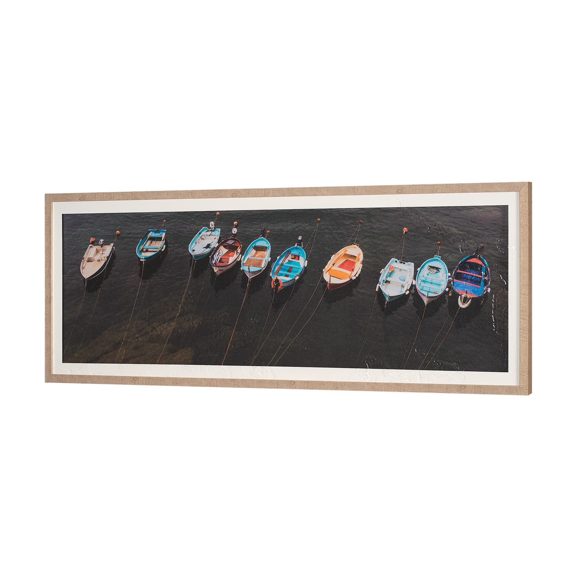 Neatly Moored by Mercana Studio a Hand Embellished Textured Framed Photo Art Print Matted under Glas — product photograph