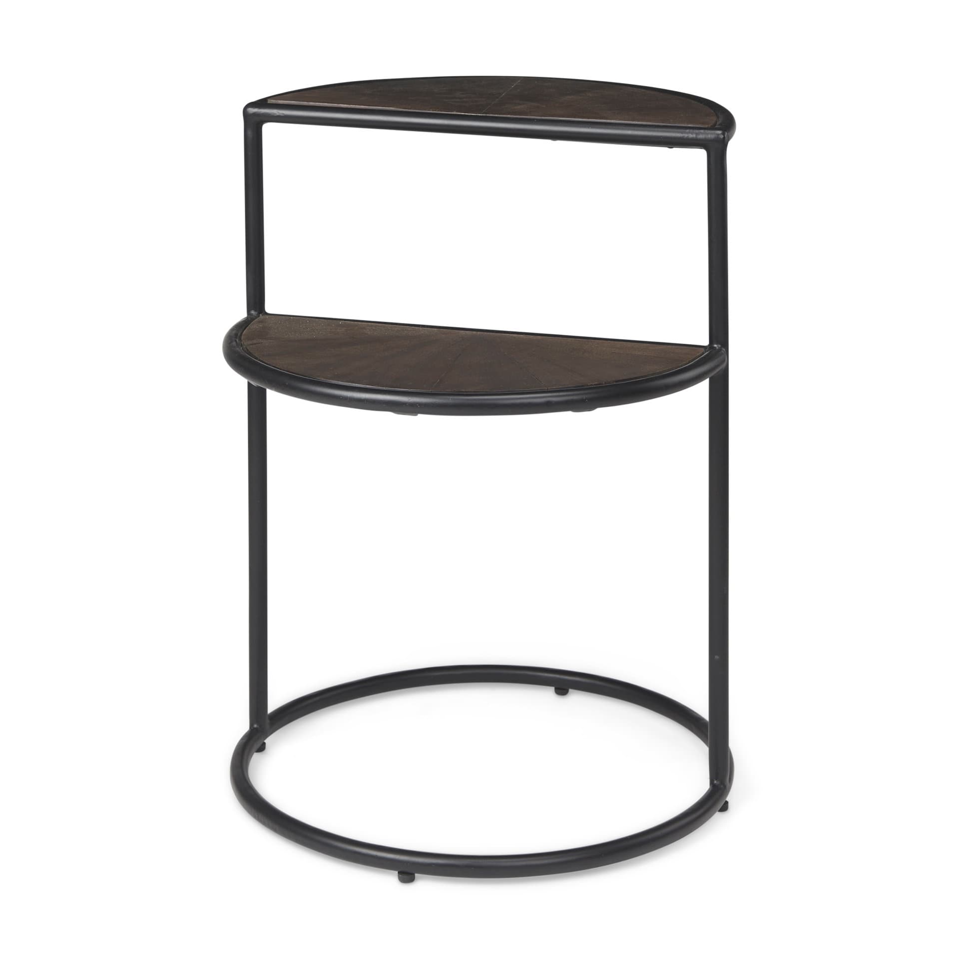 Arlo 20.5L x 20.5W x 24.4H Brown Wood W/Black Metal End Table — product photograph