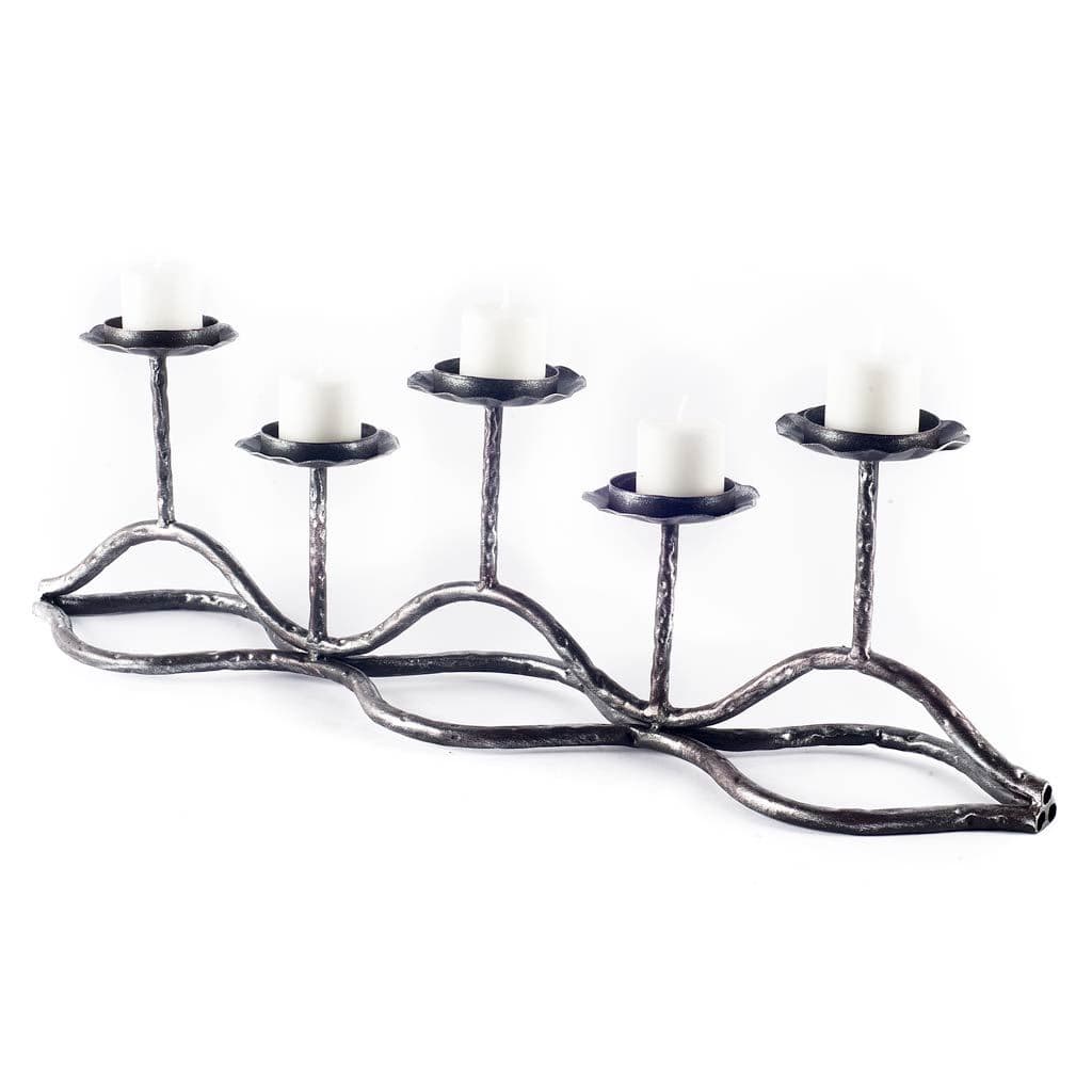 Orville Black Metal Pipe Five Tealight Table Candle Holder — product photograph