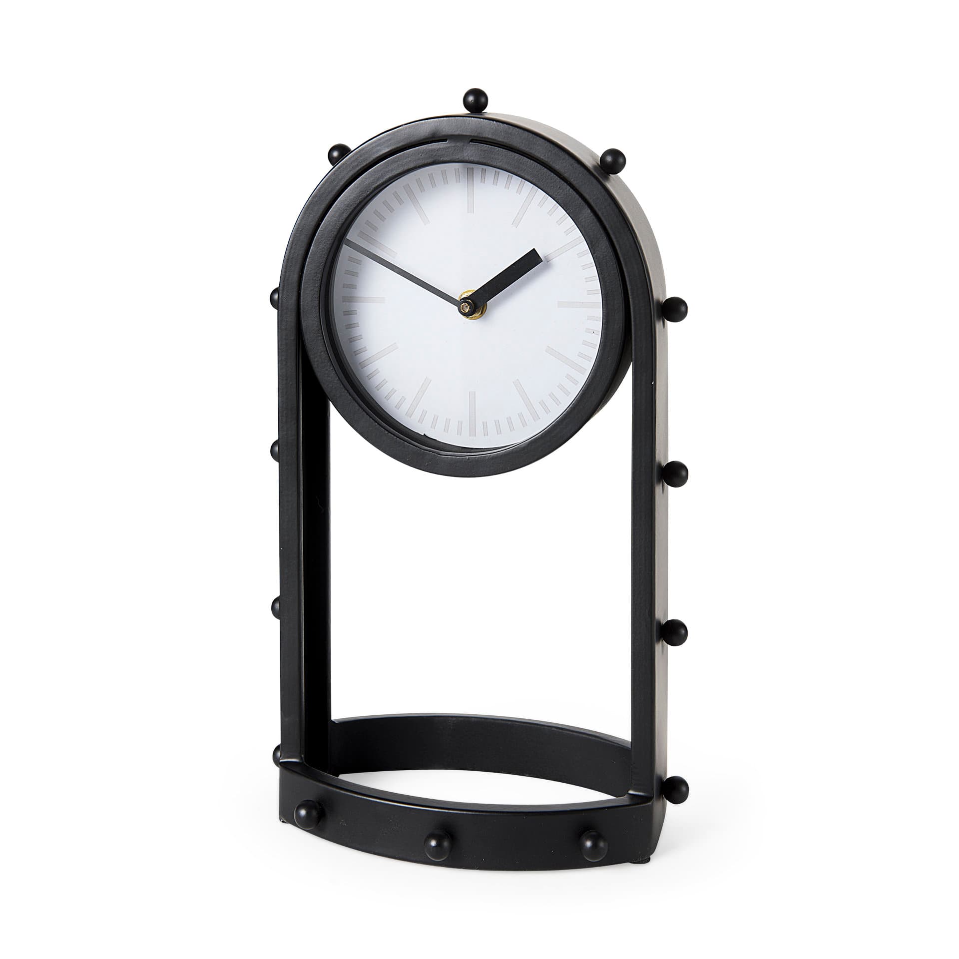 Marian 7.5L x 5.7W x 13.0H Black Studded Table Clock — product photograph