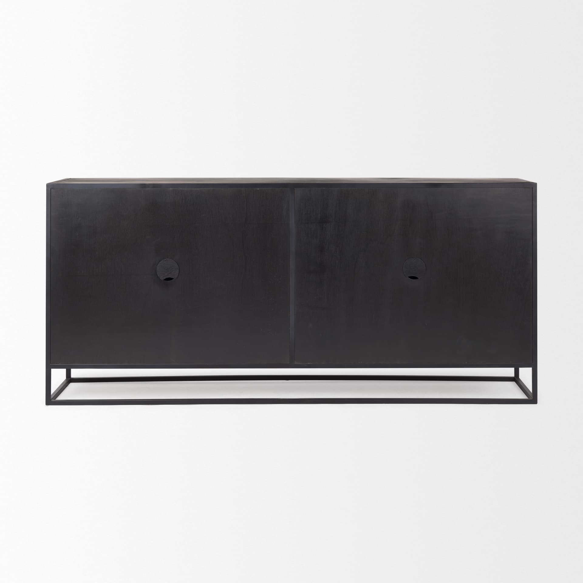 Sloan 80.0L x 17.0W x 36.0H Black Wood W/Black Metal Frame Sideboard — product photograph