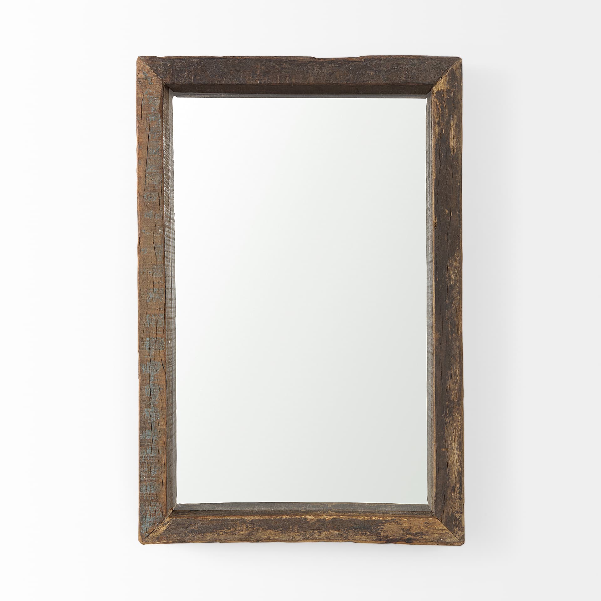 Gervaise 12L x 2W x 18H Brown Wood Frame Rectangular Wall Mirror — product photograph