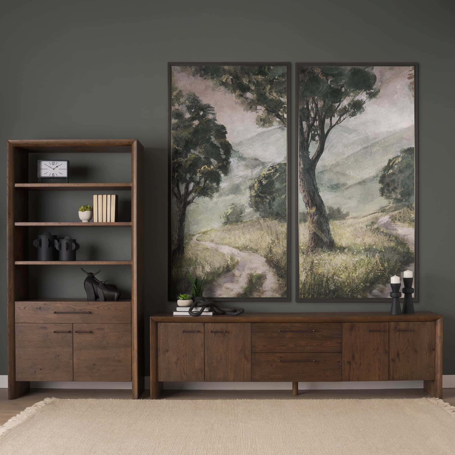 Silent Forest II by Mercana Studio Hand-Embellished Textured Framed Canvas Artwork — in a styled room