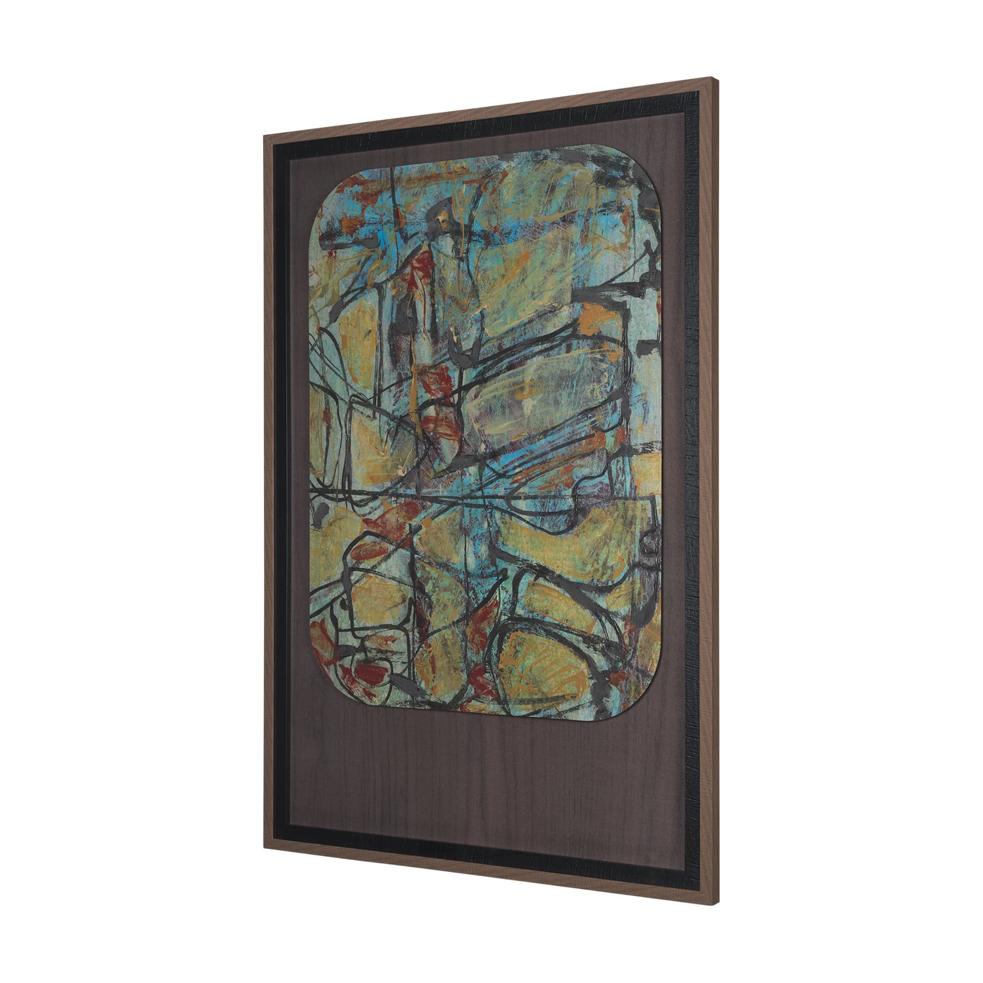 Happenings I by Mercana Studio a Hand Embellished Textured Framed Art Print Matted under Glass — product photograph