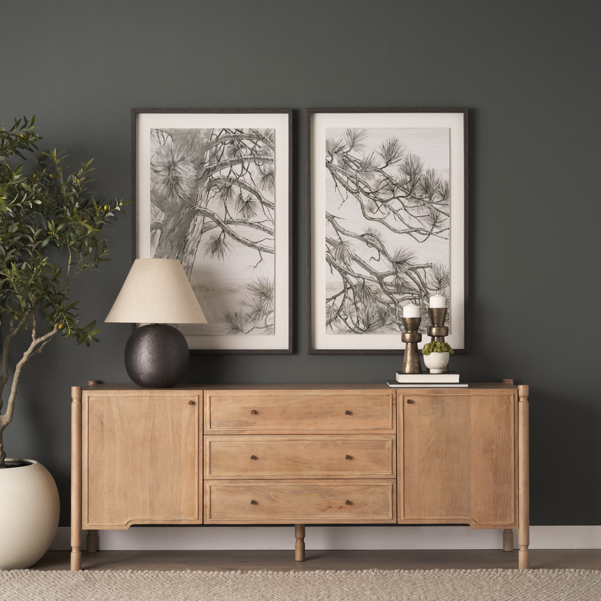 Ponderosa Whisper C by Mercana Studio Hand Embelished Framed Artwork Matted under Glass — product photograph