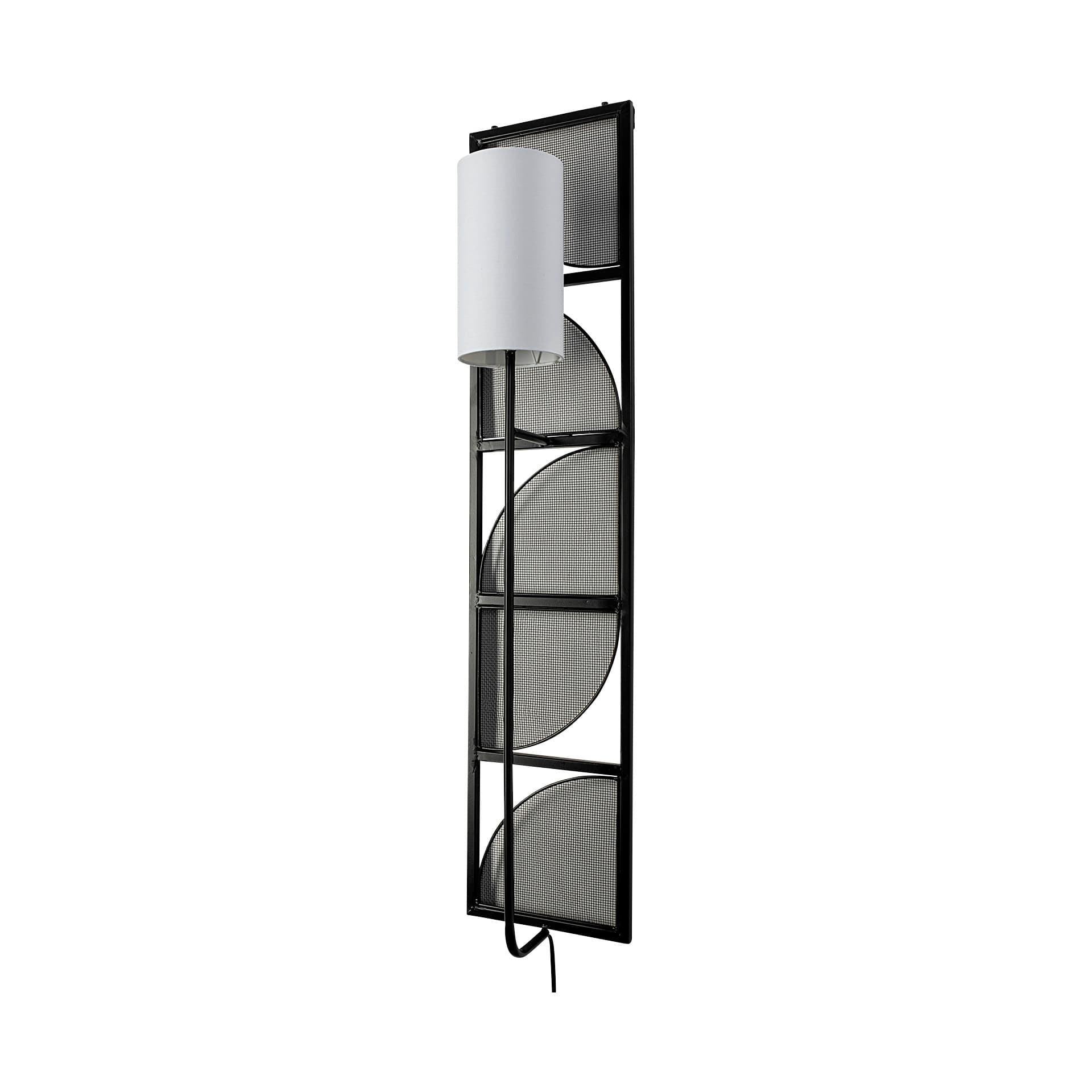Navin 10x46.5 Black Metal Body White Fabric Shade Rectangular Wall Sconce — product photograph