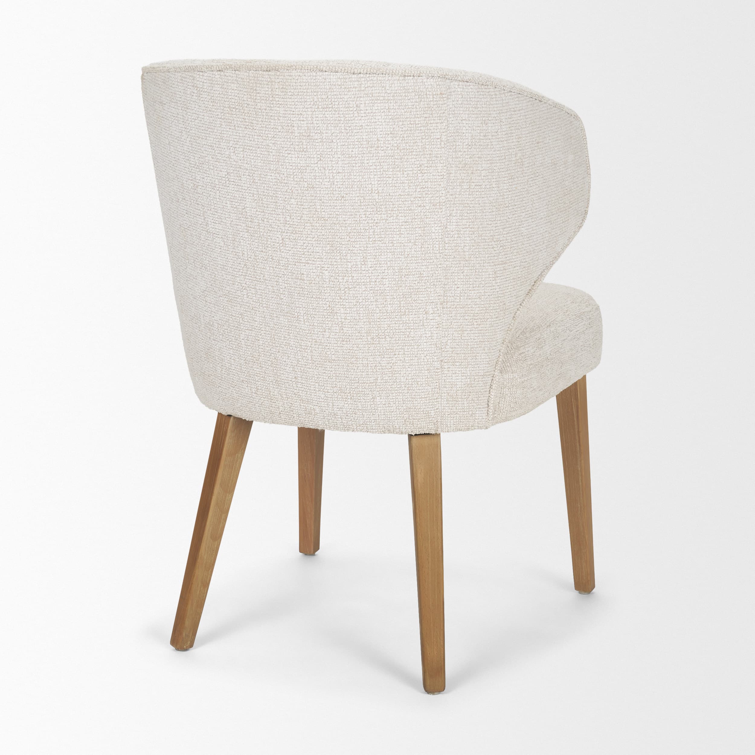 Niles Wingback Dining Side Chair | Cream Fabric w/ Med Brown Wooden — product photograph