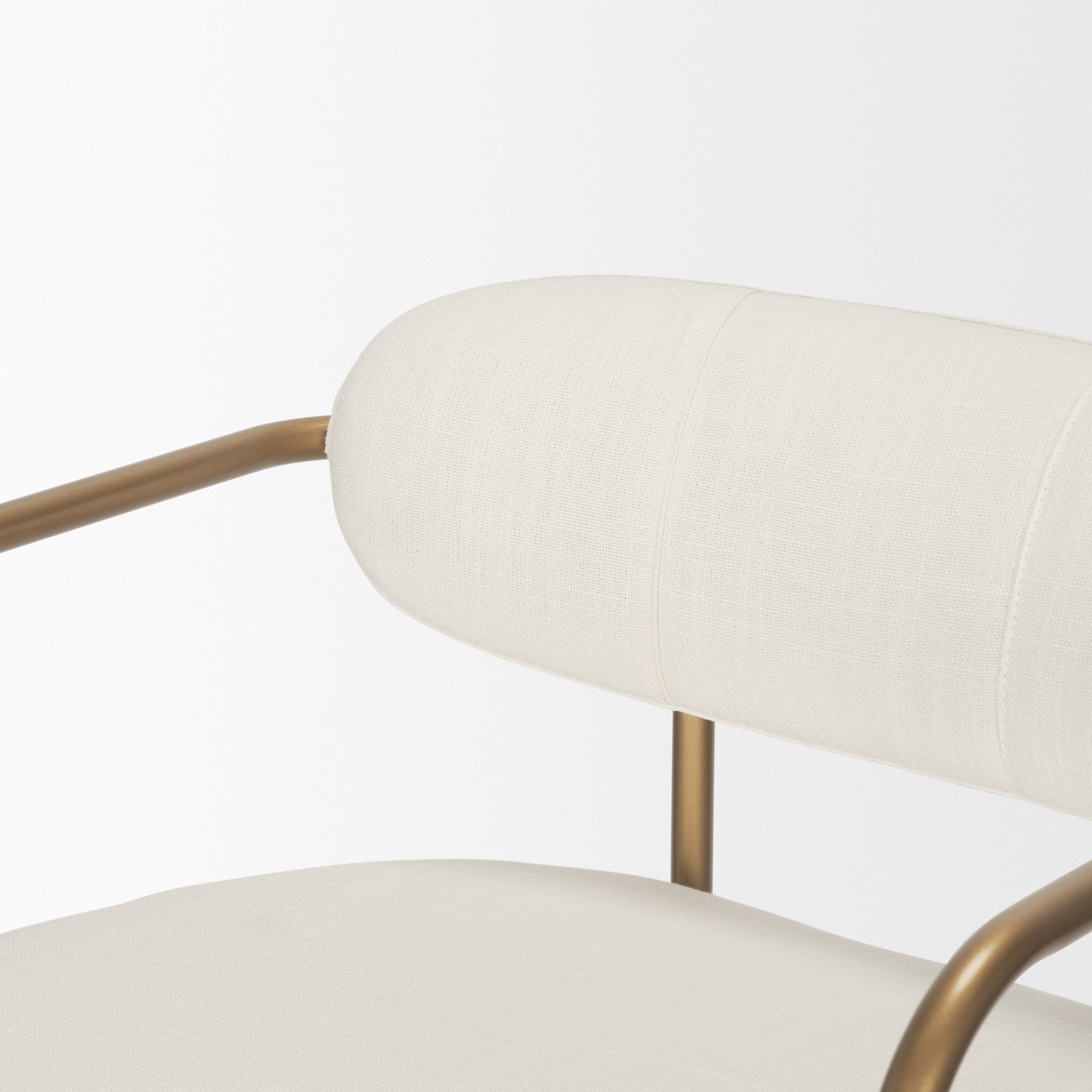 Parker Low Back 30.25in Seat Bar Stool | Cream Fabric w/ Gold Metal — product photograph