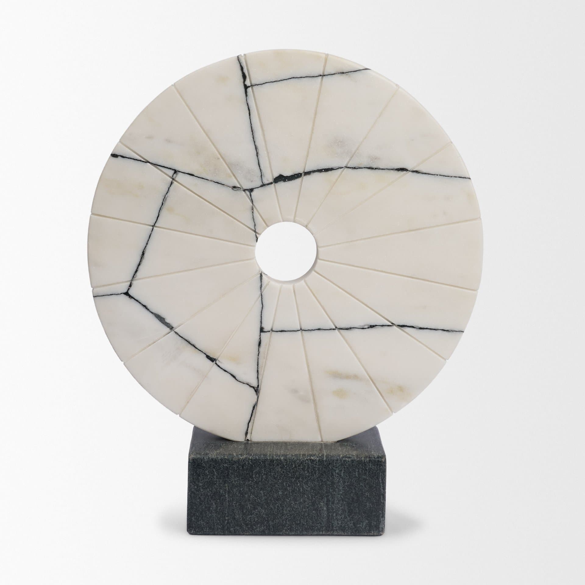 Orin White Marble Round Disc Decorative Object — product photograph