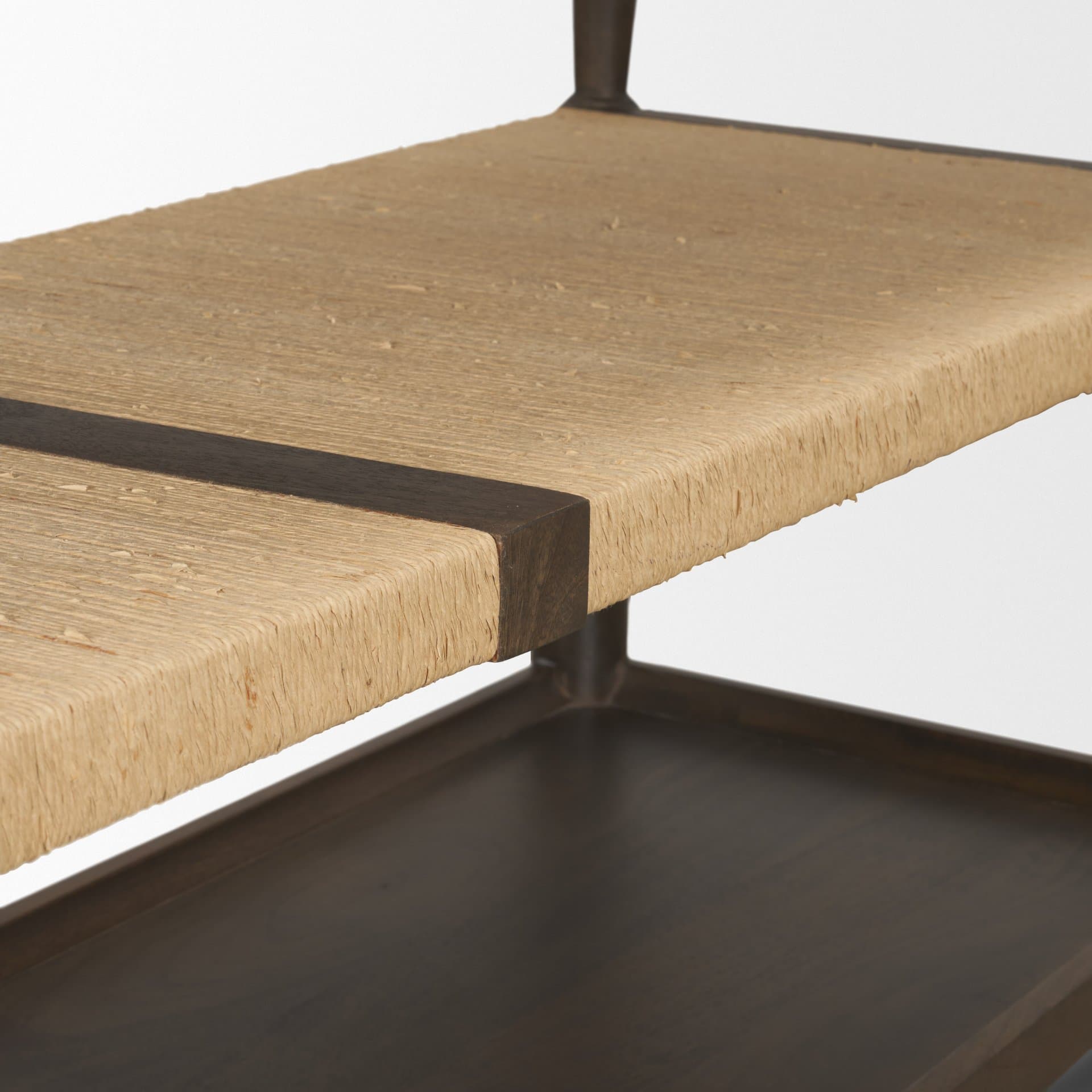 Bondi Dark Brown Wood w/ Paper Rope Shelf Console Table — product photograph