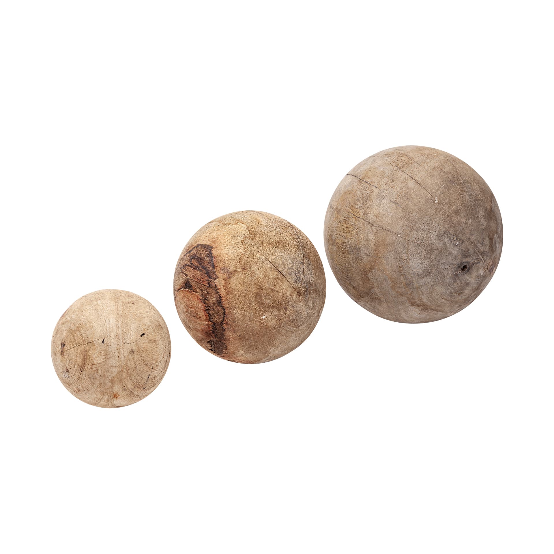Carrick (Set of 3) Natural Wood Decorative Spheres — product photograph