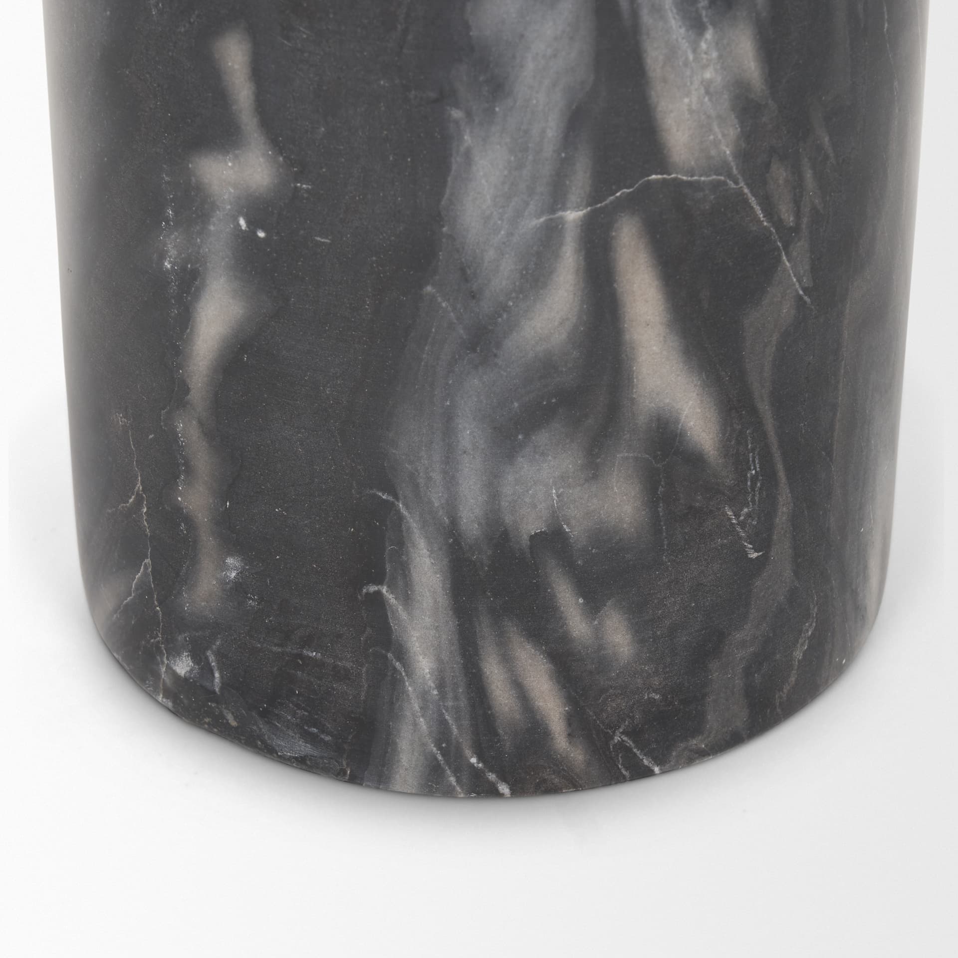 Taite Solid Dark Gray Marble Pedestal Accent Table — product photograph