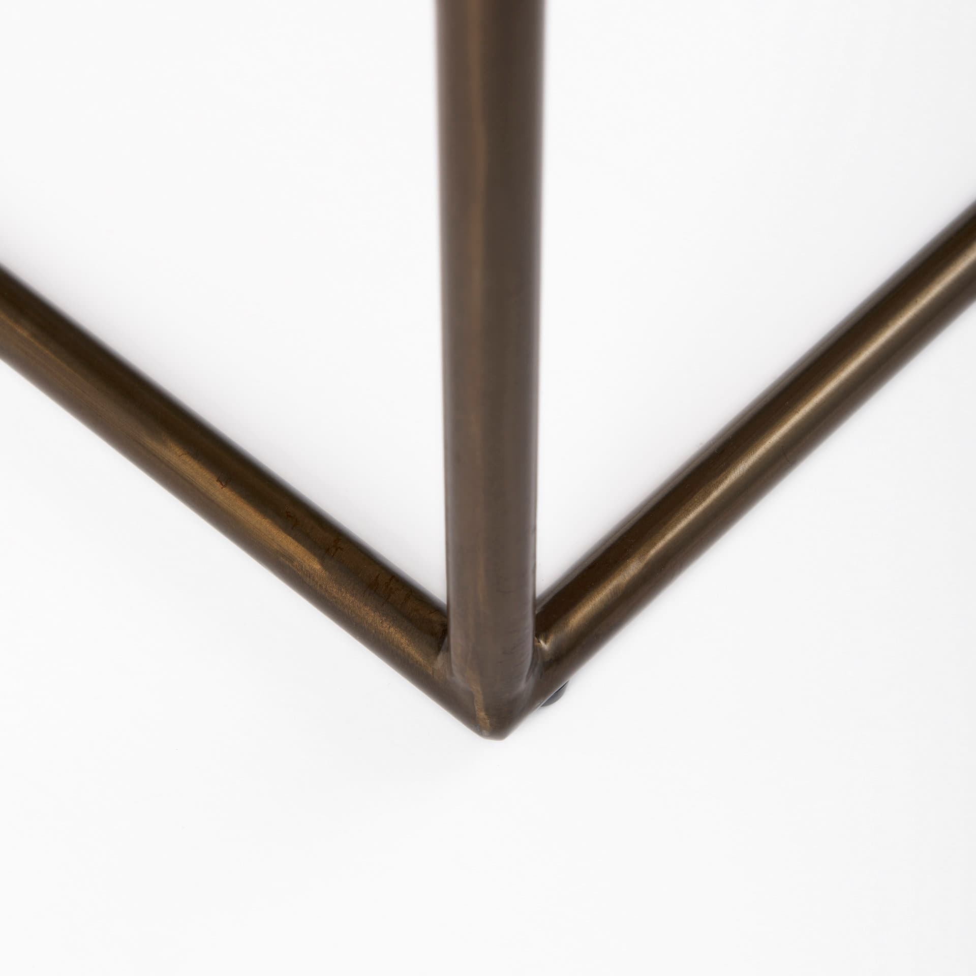 Clarissa 22.0L x 16.0W x 16.75H Black Leather Woven Seat W/ Gold Metal Frame Stool — product photograph